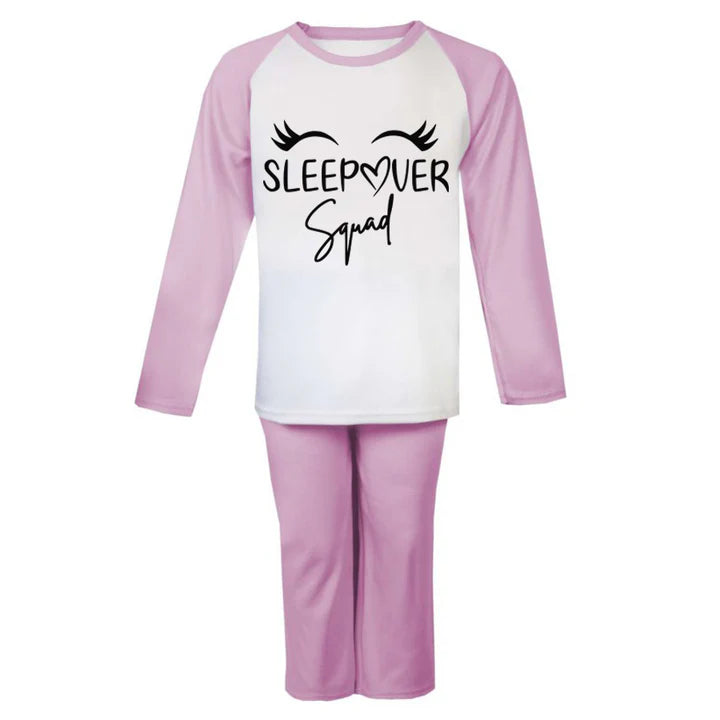 CLR Sleepover Squad Pink Eyelash Raglan Pajamas - Soft & Cozy Sleepwear for Girls' Sleepovers & Slumber Parties