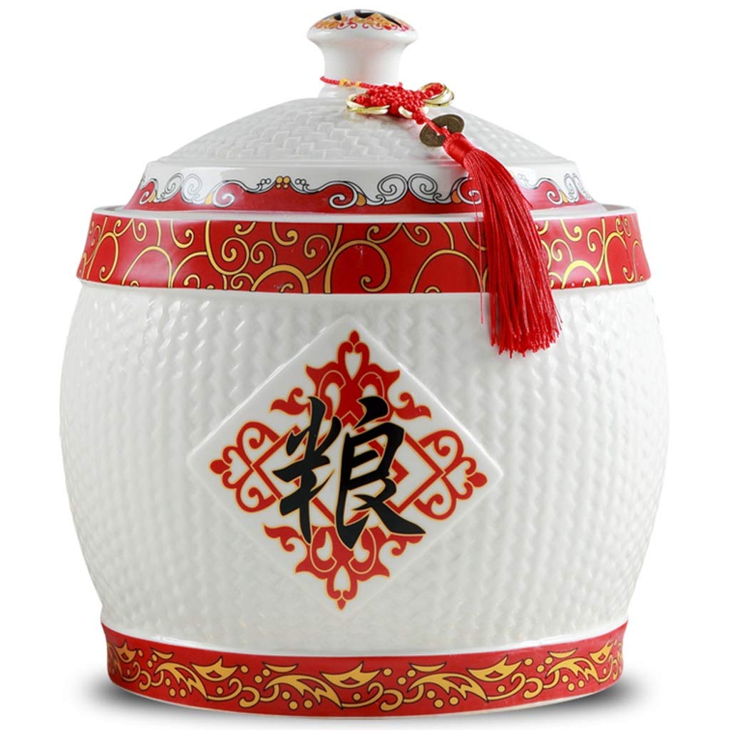 Premium Airtight Food Storage Container - Large Capacity Ceramic Rice Jar with Lid, Chinese Style Design for Rice, Pet Food & Dry Goods | Perfect for Kitchen, Pantry Organization & Holiday Gifts