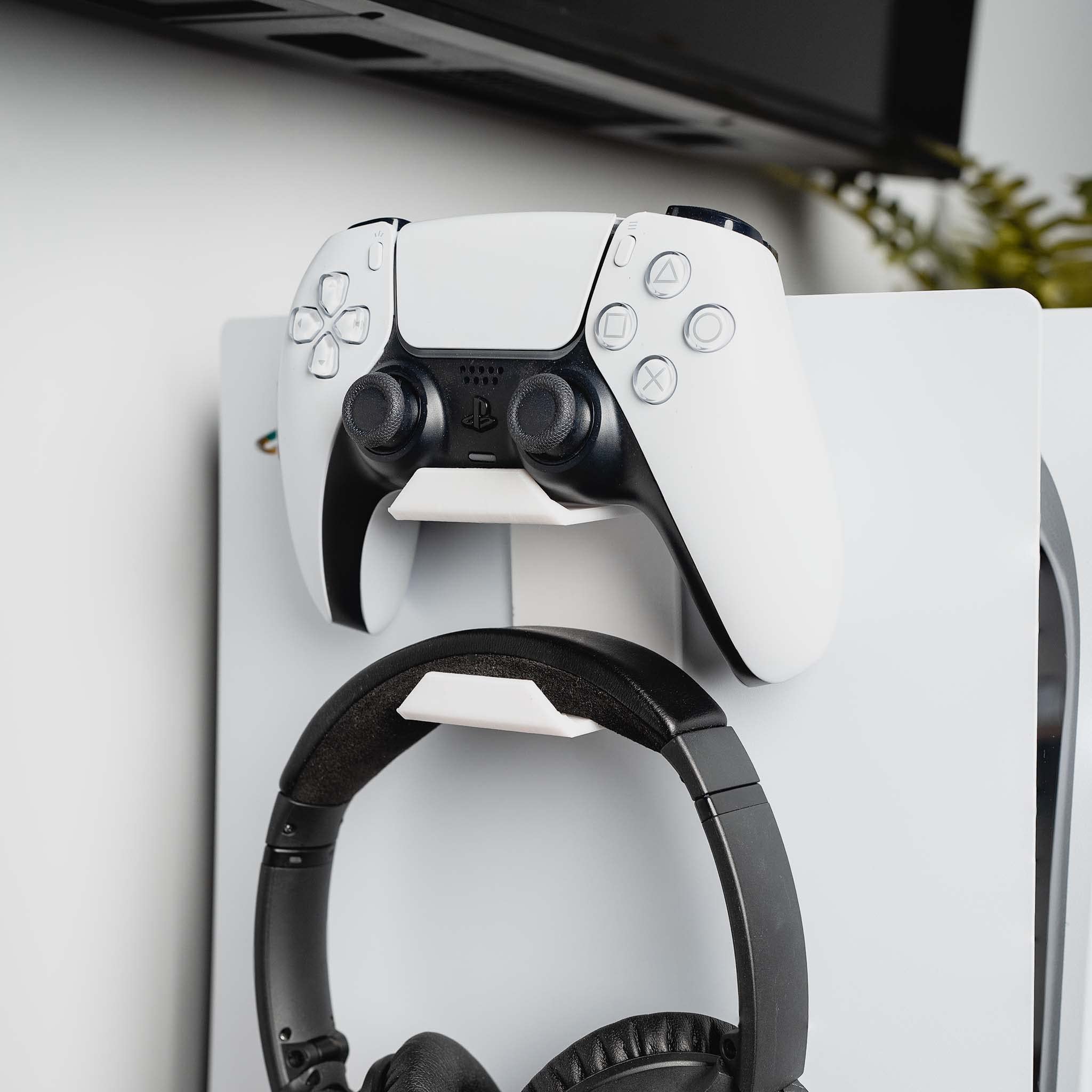 Titus PS5 Controller Hook - White Wall Mount Holder for Playstation 5 Accessories - Perfect for Gaming Room Organization & Space Saving