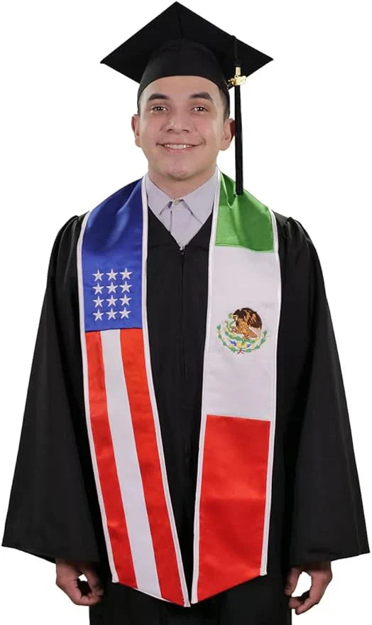 International Flag Graduation Stole - Multicolor Sash for Graduation Ceremony - Perfect for High School & College Commencement