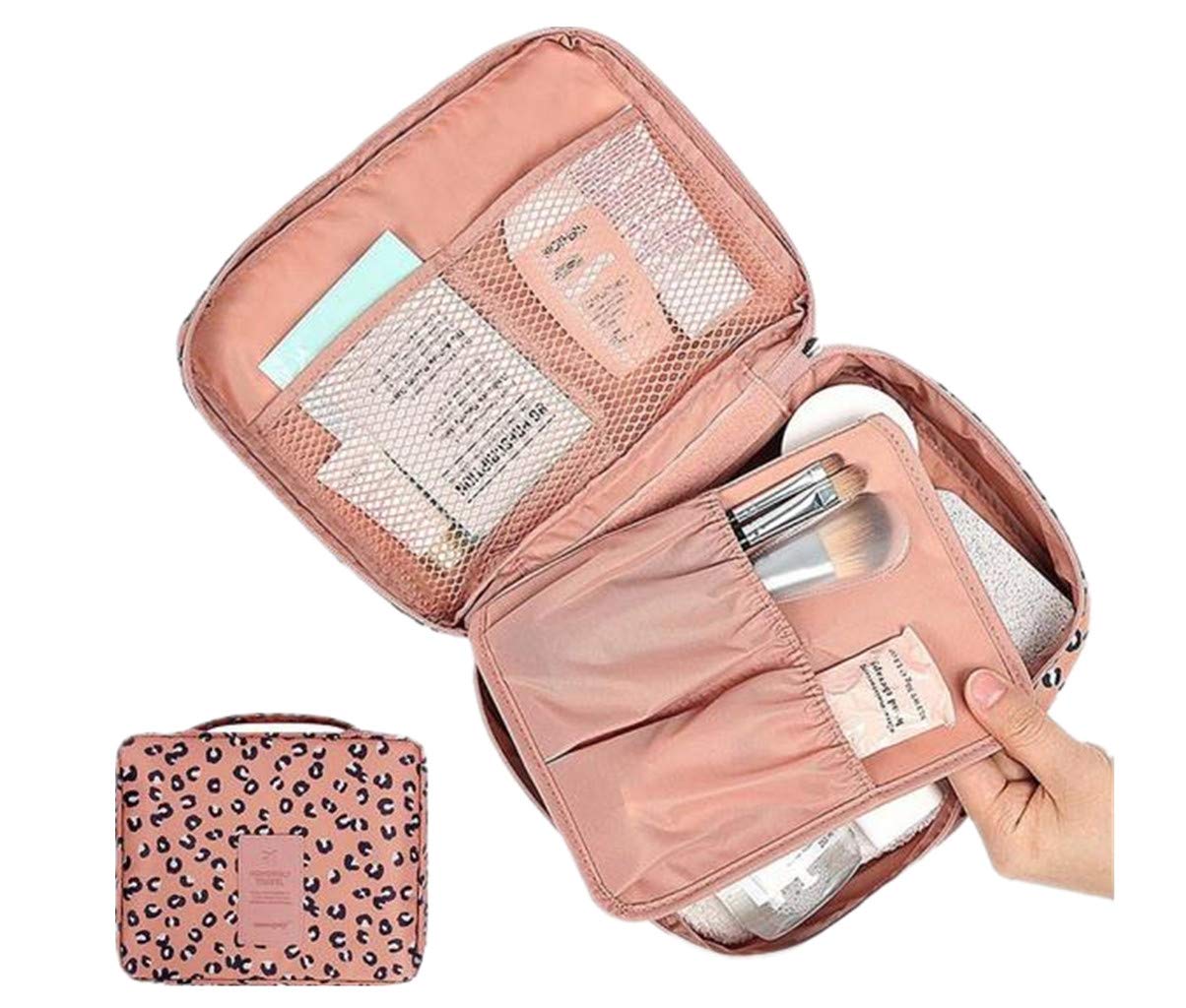 Portable Travel Makeup Bag for Women - Waterproof Cosmetic Organizer with Brush Holder, Toiletry Case for Brushes, Makeup Tools & Essentials | Perfect for Vacation, Gym, Business Trips & Daily Use
