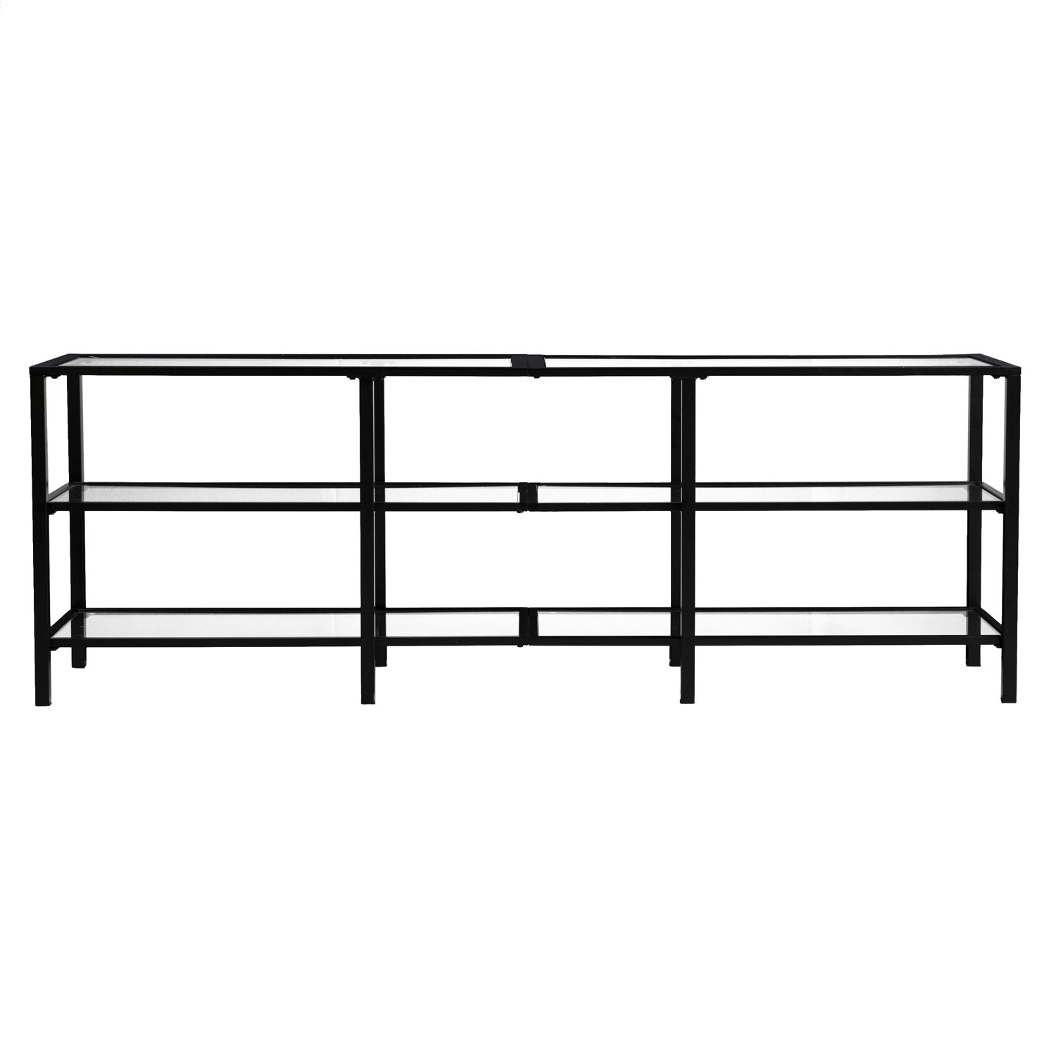 SEI Furniture Tyler Metal and Glass TV Stand - Transitional Style TV Console - Black Finish for Living Room, Bedroom, or Home Theater Setup