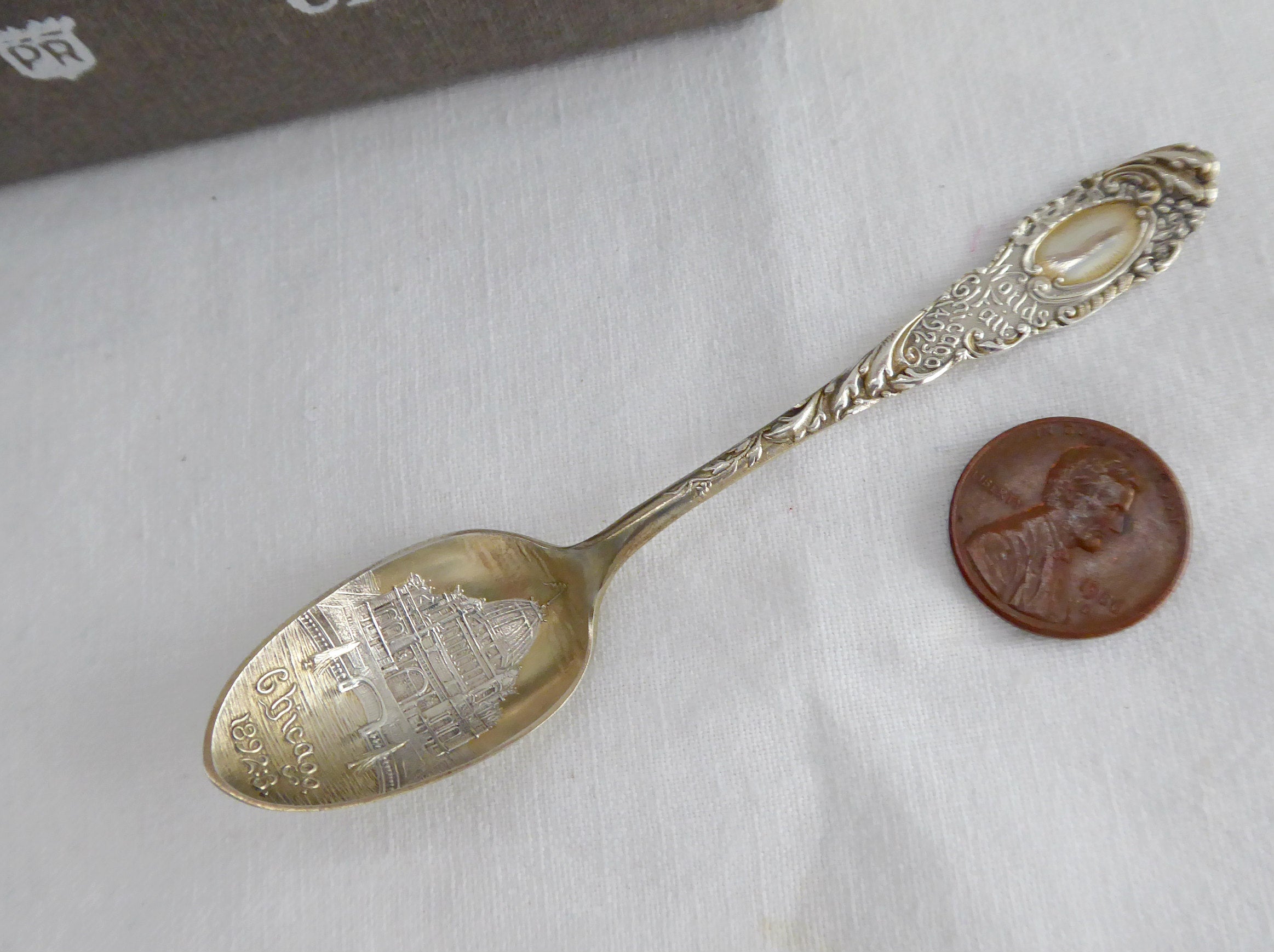 Antique 1892 Chicago World's Fair Sterling Silver Coffee Spoon by Wallace - White City Souvenir - Perfect for Vintage Tea Parties, Coffee Tasting & Historical Collectibles