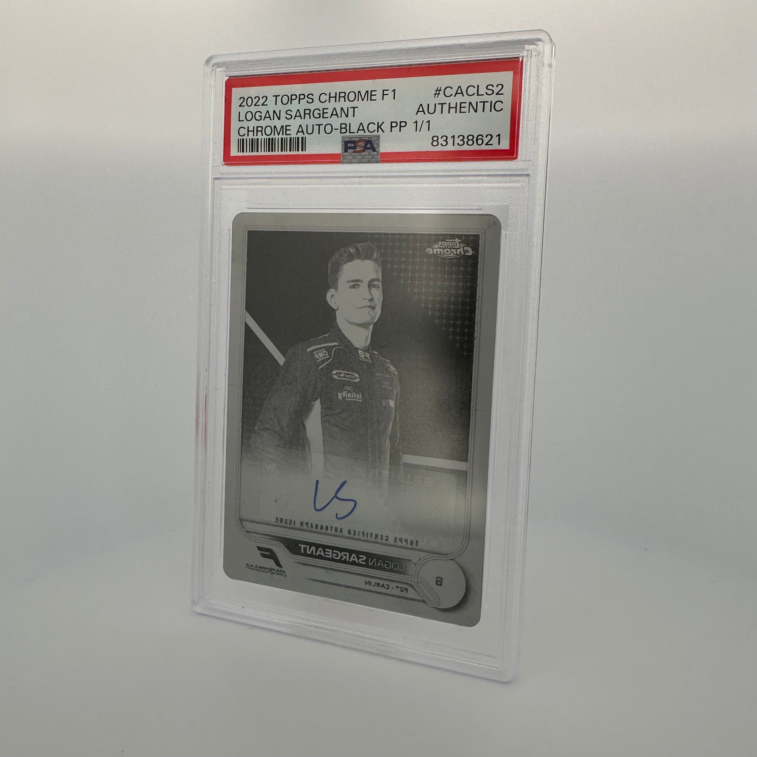PSA Authentic Logan Sargeant #CACLS2 1/1 Black Printing Plate Autograph - Rare Collectible for F1 Racing Fans & Memorabilia Display