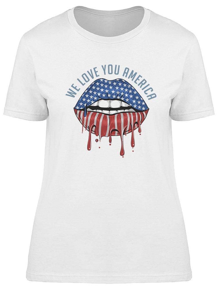 Smartprints America Lips Flag Graphic T-Shirt for Women - Casual Wear, Patriotic Outfits & Everyday Fashion