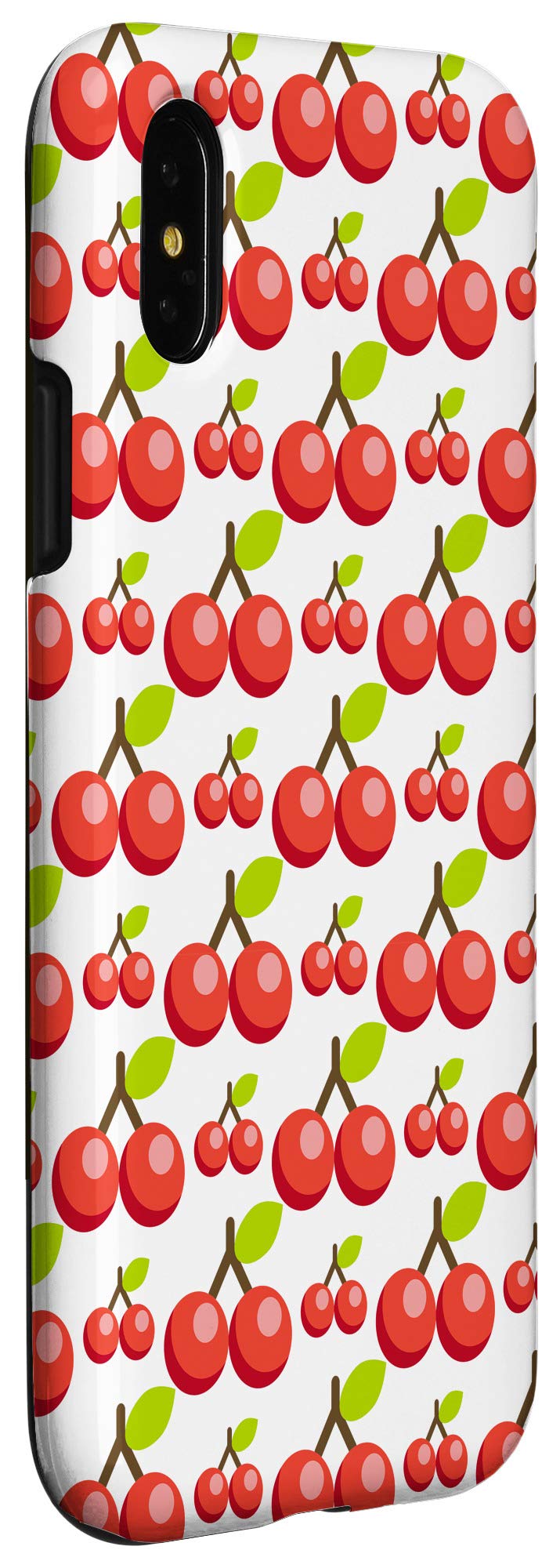 iPhone X/XS Cute Cherry Pattern Phone Case - Durable White Protective Cover for Daily Use, Travel & Work
