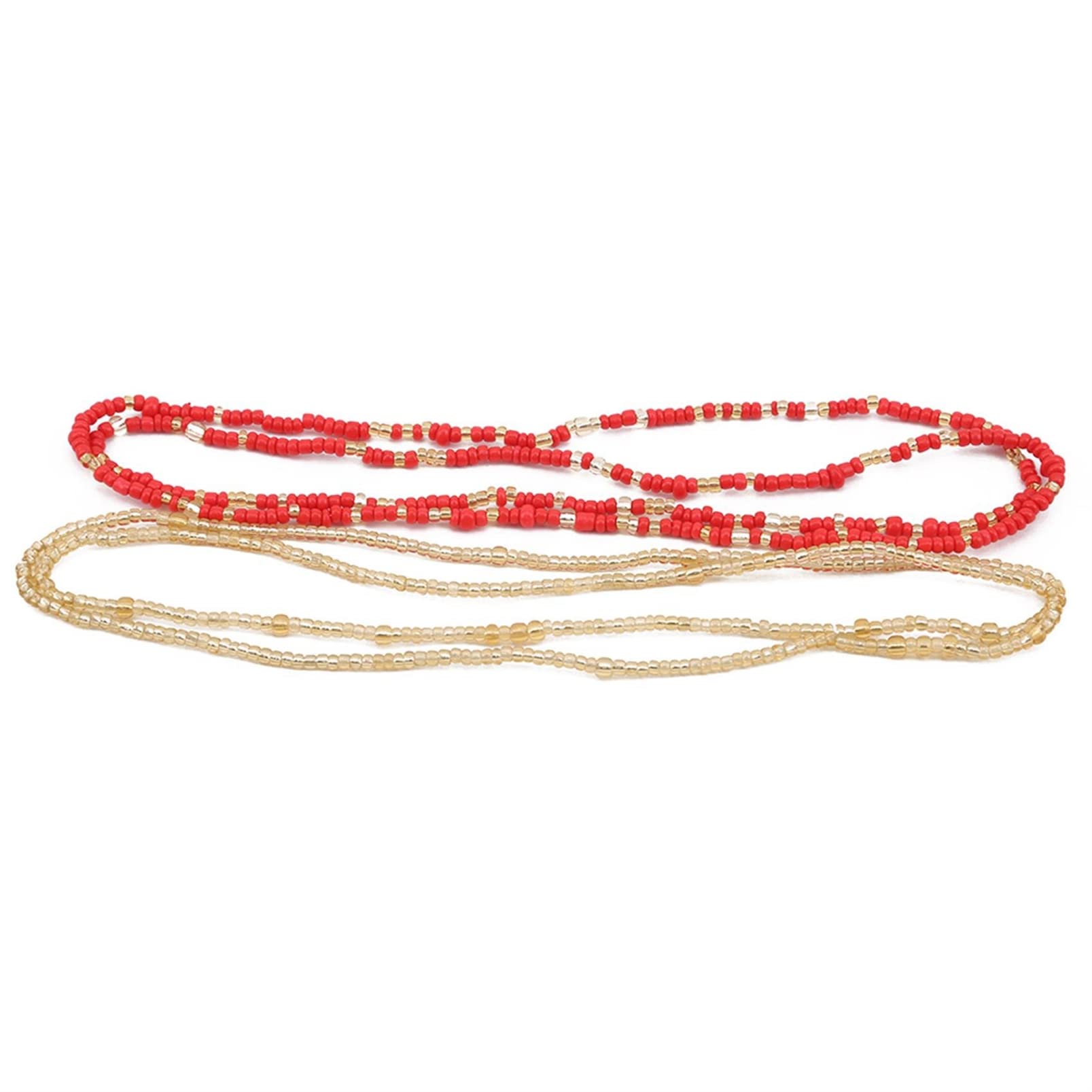 Toporchid Beach Chain Waist Bead Jewelry - Double Layer Belly Chains for Women & Girls (Red) | Perfect for Summer Vacations, Pool Parties & Boho Fashion Accessories