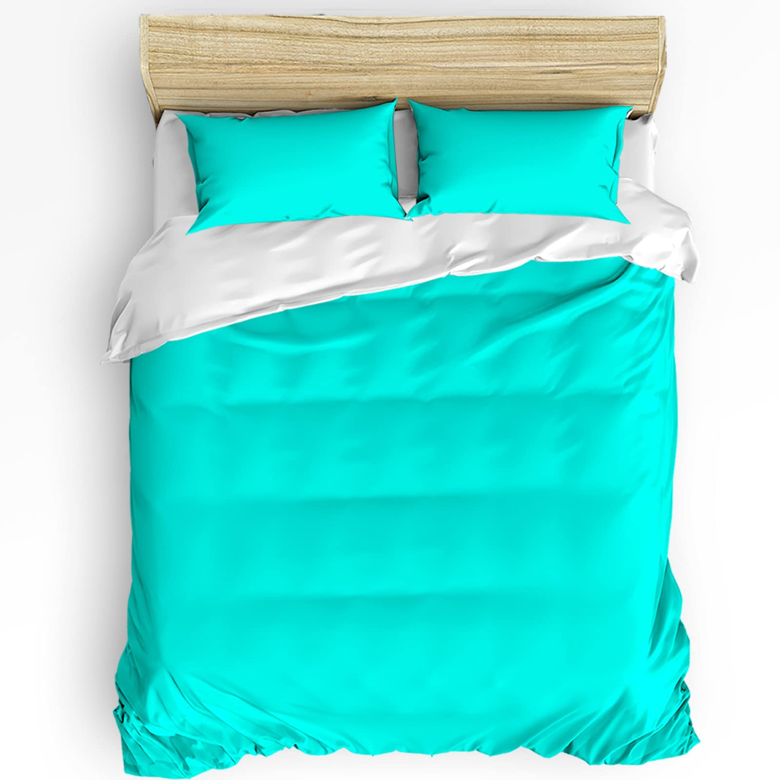 HELLOWINK 3 Piece Full Size Duvet Cover Set - Ocean Teal Comforter Cover with 2 Pillow Shams, Soft Lightweight Bedding for All Seasons | Perfect for Guest Rooms, Master Bedrooms & Cozy Home Decor
