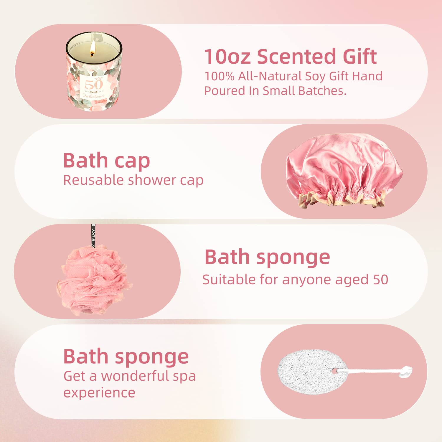 MEANT2TOBE 50th Birthday Gifts for Women - Insulated 20oz Tumbler & Spa Bath Set - Perfect 50th Birthday Present for Wife, Mom & Friends - Great for Office, Home & Travel Use