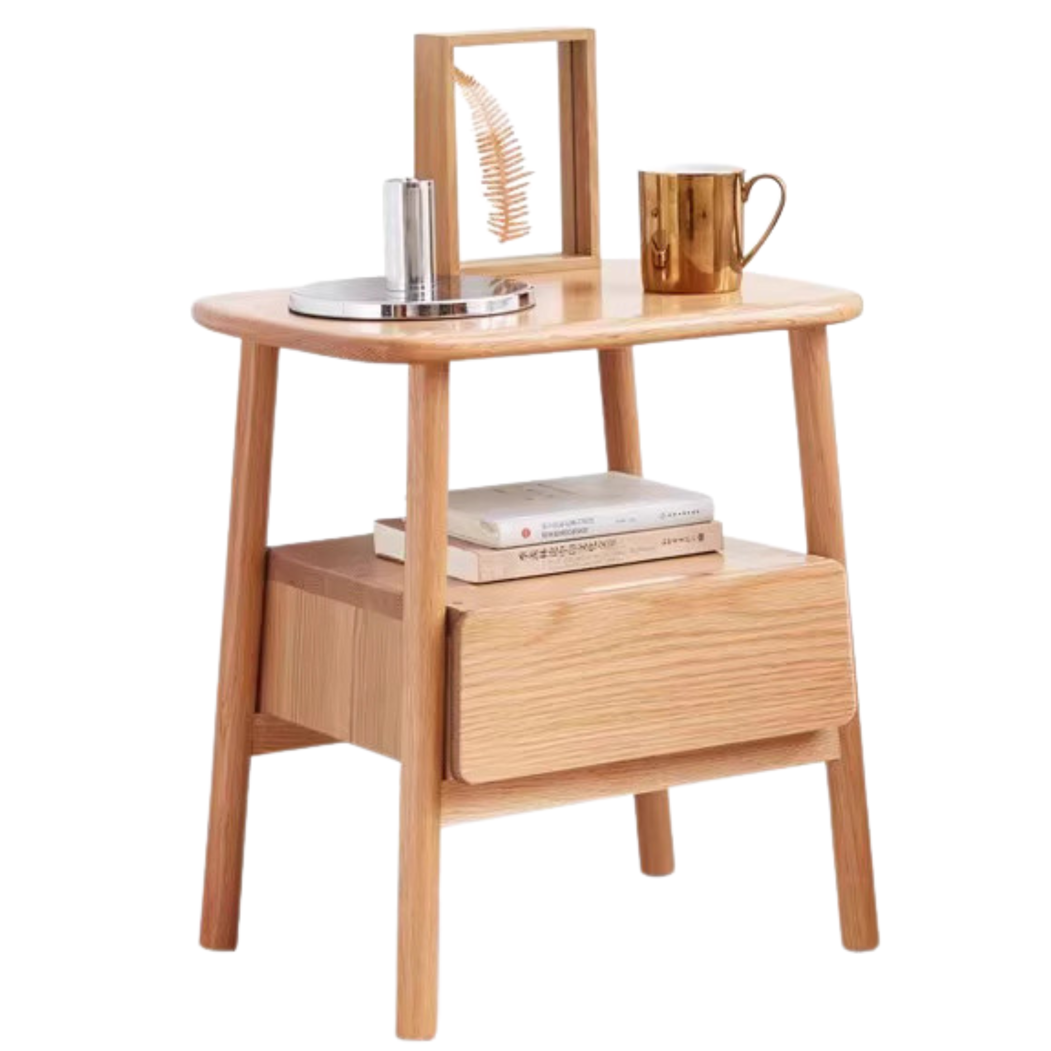 17.7x13.8x19.7 inch  / 45x35x50cm / Natural Wood Color / single drawer side table