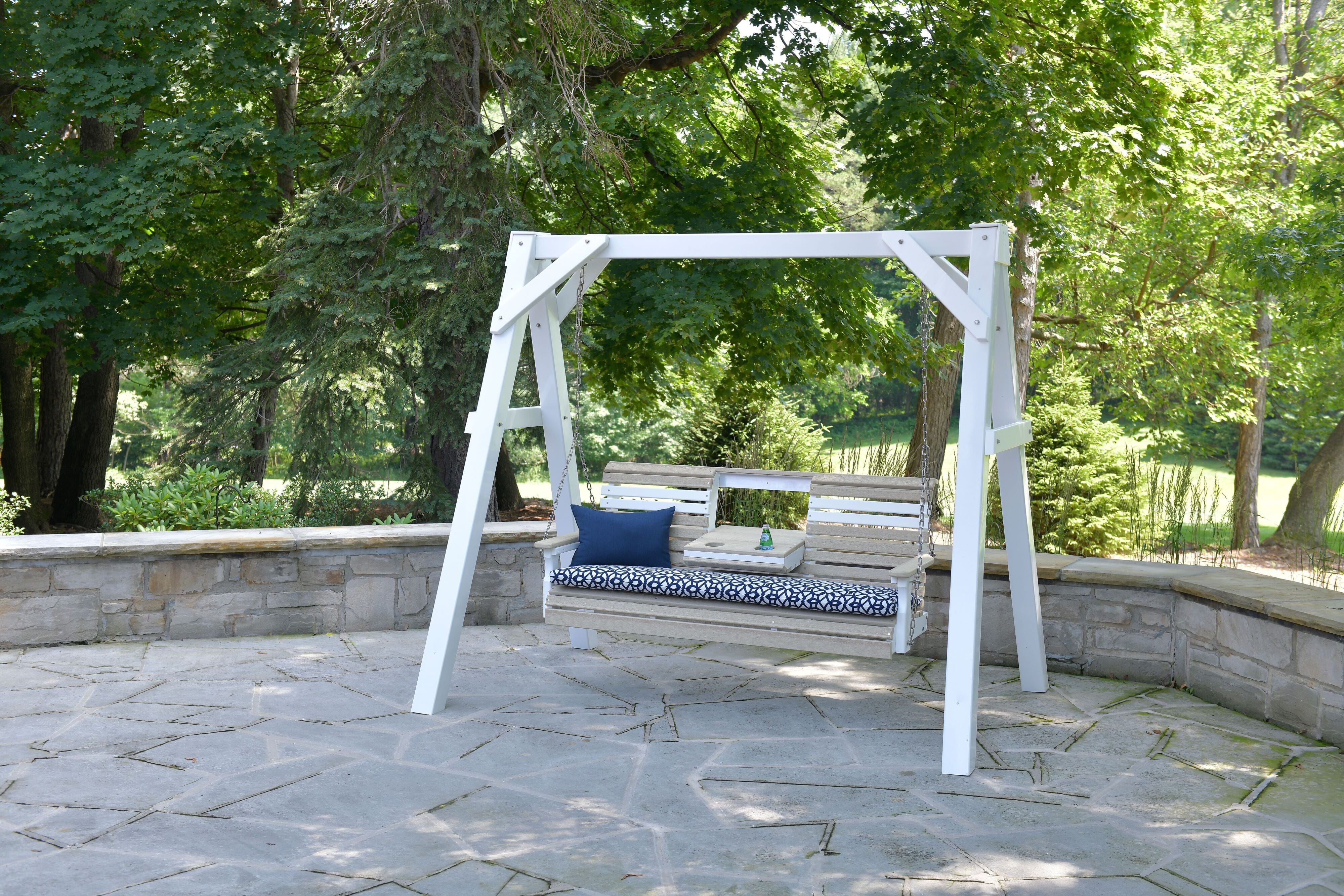 LuxCraft A-Frame Vinyl Swing Stand - Heavy Duty Outdoor Swing Set for Backyard, Garden, and Patio - Perfect for Kids and Adults Relaxation