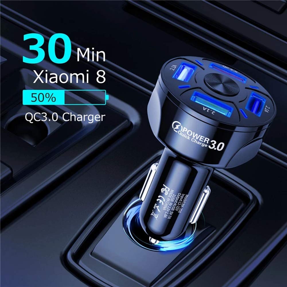 4-Port USB Car Charger Adapter 12V-24V, Fast Charging for iPhone, Samsung, iPad & USB Devices – Universal Car Power Adapter for Phones, Tablets & Accessories – Perfect for Road Trips & Traveling (Black)
