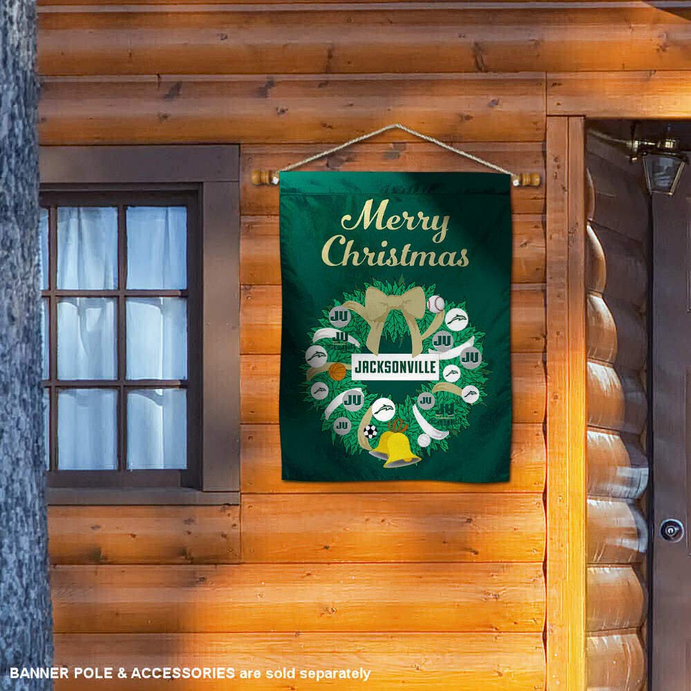 Jacksonville Dolphins Happy Holidays Christmas Banner Flag - Perfect for Home Decor, Party Supplies & Fan Gifts - Indoor & Outdoor Use for Football Season & Festive Celebrations