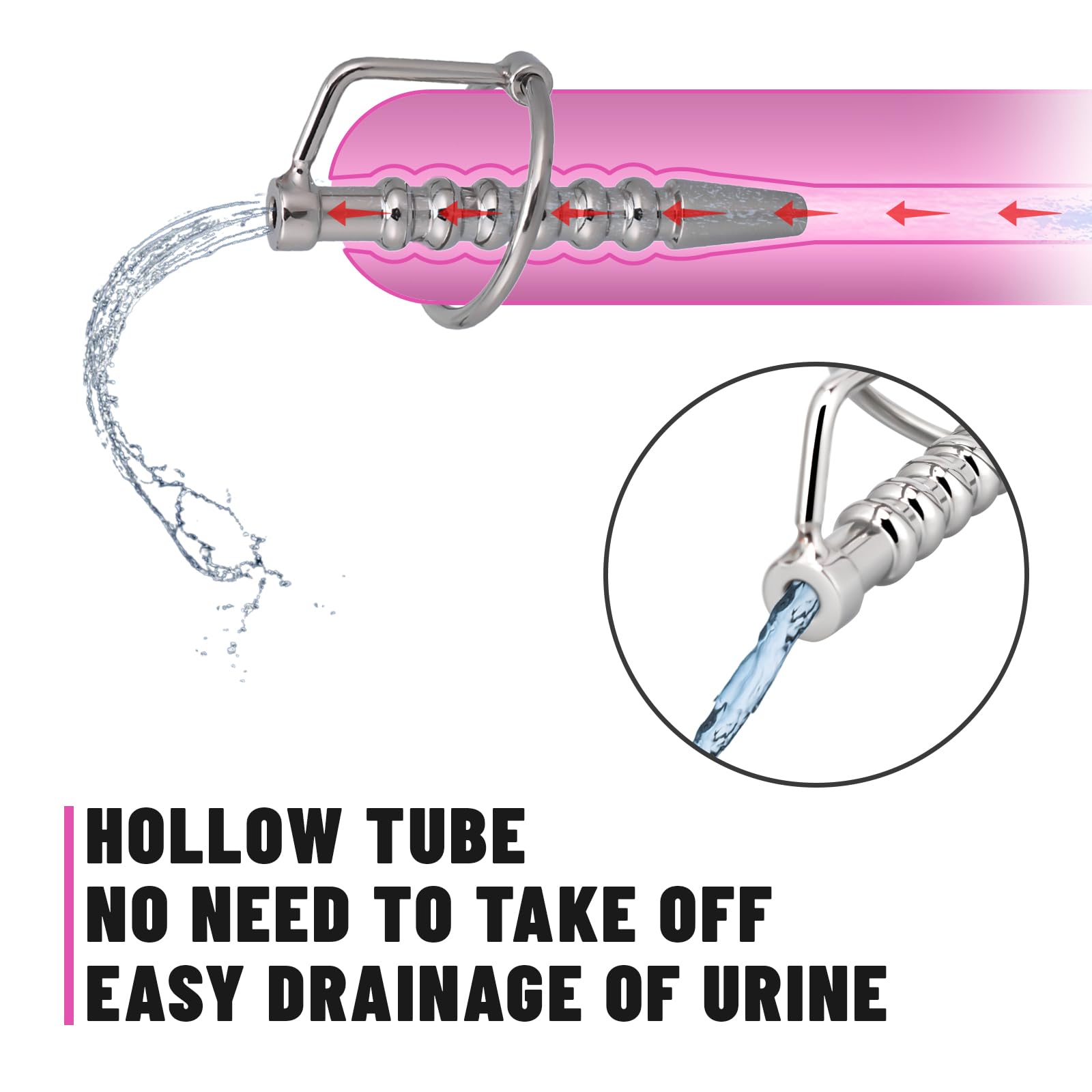 Premium Hollow Urethral Dilator with Cock Ring - 2.87 Inch Medical Grade Silicone Penis Plug for Men | Urethral Sounding & Stretching | Perfect for BDSM, Prostate Play & Advanced Sexual Exploration