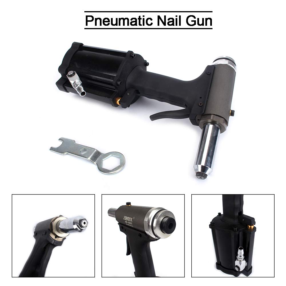 SI FANG Air Pneumatic Hydraulic Pop Rivet Gun Riveter - Professional Riveting Tool with 5 Interchangeable Nose Pieces - Heavy Duty Pneumatic Tool for Metalworking, Automotive Repair & Construction Projects