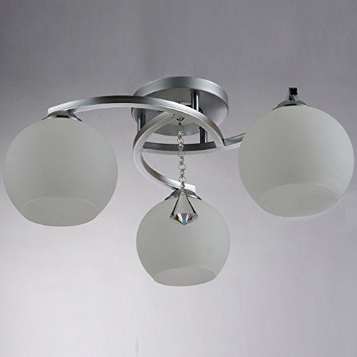 Modern Crystal Glass Ceiling Lamp - 3-Light Minimalist Chandelier for Bedroom, Living Room & Kids Room (45x45x23cm) | Elegant Home Lighting Fixture for Dining Room, Nursery & Hallway Decor