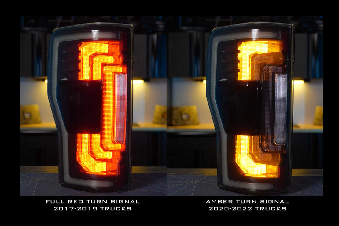 2017-2022 Ford Super Duty XB LED Tail Lights - Smoked Black Housing with Sequential Turn Signals - Upgrade for F250 F350 F450 - Enhanced Visibility & Style for Night Driving & Off-Road Adventures