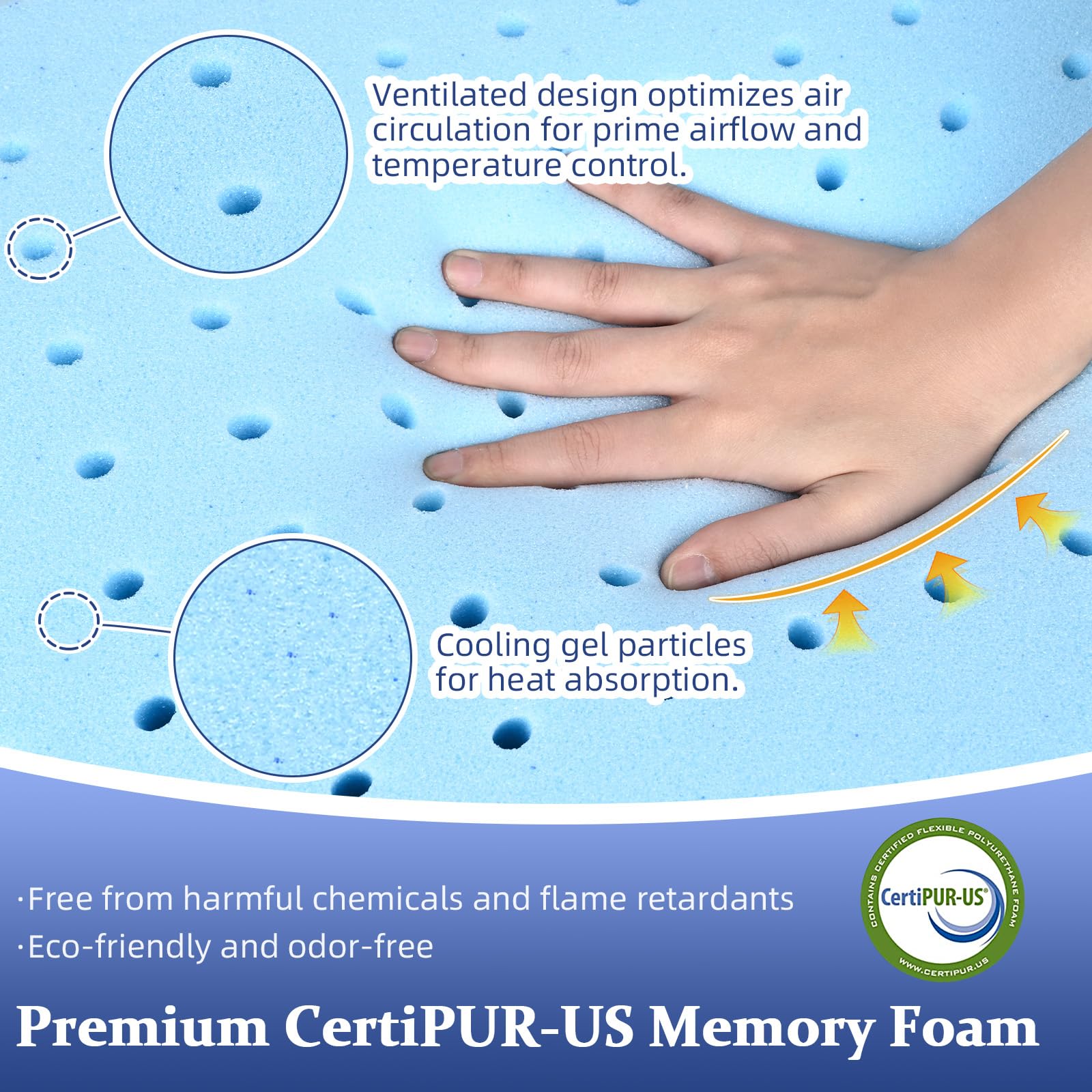 Ultra Thin Cooling Memory Foam Pillow for Stomach & Back Sleepers - 2.75
