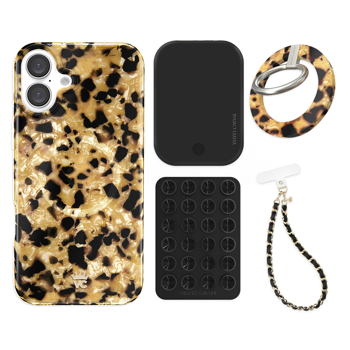 Blonde Tortoise iPhone Grip Bundle Set - Stylish & Secure Phone Holder for Everyday Use, Commuting, and Travel