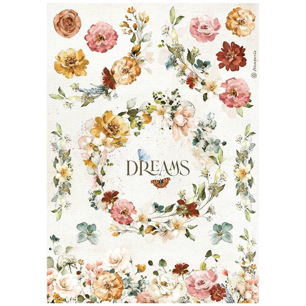 STAMPERIA INTER KFT A4 Rice Paper Pack - Dreams & Garden of Promises for Scrapbooking, Card Making, and Mixed Media Art Projects