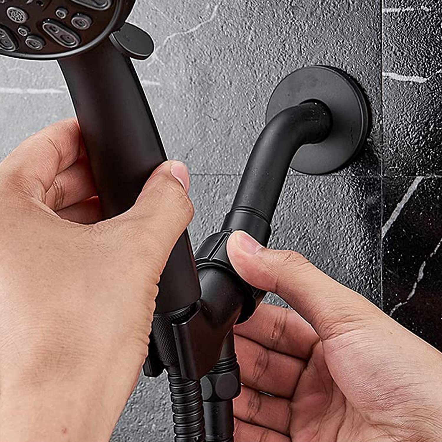 Universal Shower Holder with Brass Swivel - Adjustable Handheld Shower Head Mount, Shower Arm Bracket & Pipe Connector for Bathroom, Spa & RV Use