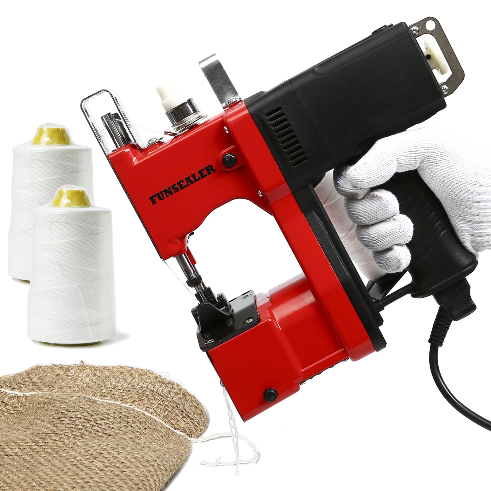 Heavy Duty Bag Sewing Machine for Burlap Bags & Sand Bags - Industrial Bag Closing Stitcher with 2 Spools of Thread - Perfect for Agriculture, Construction & Packaging Industries