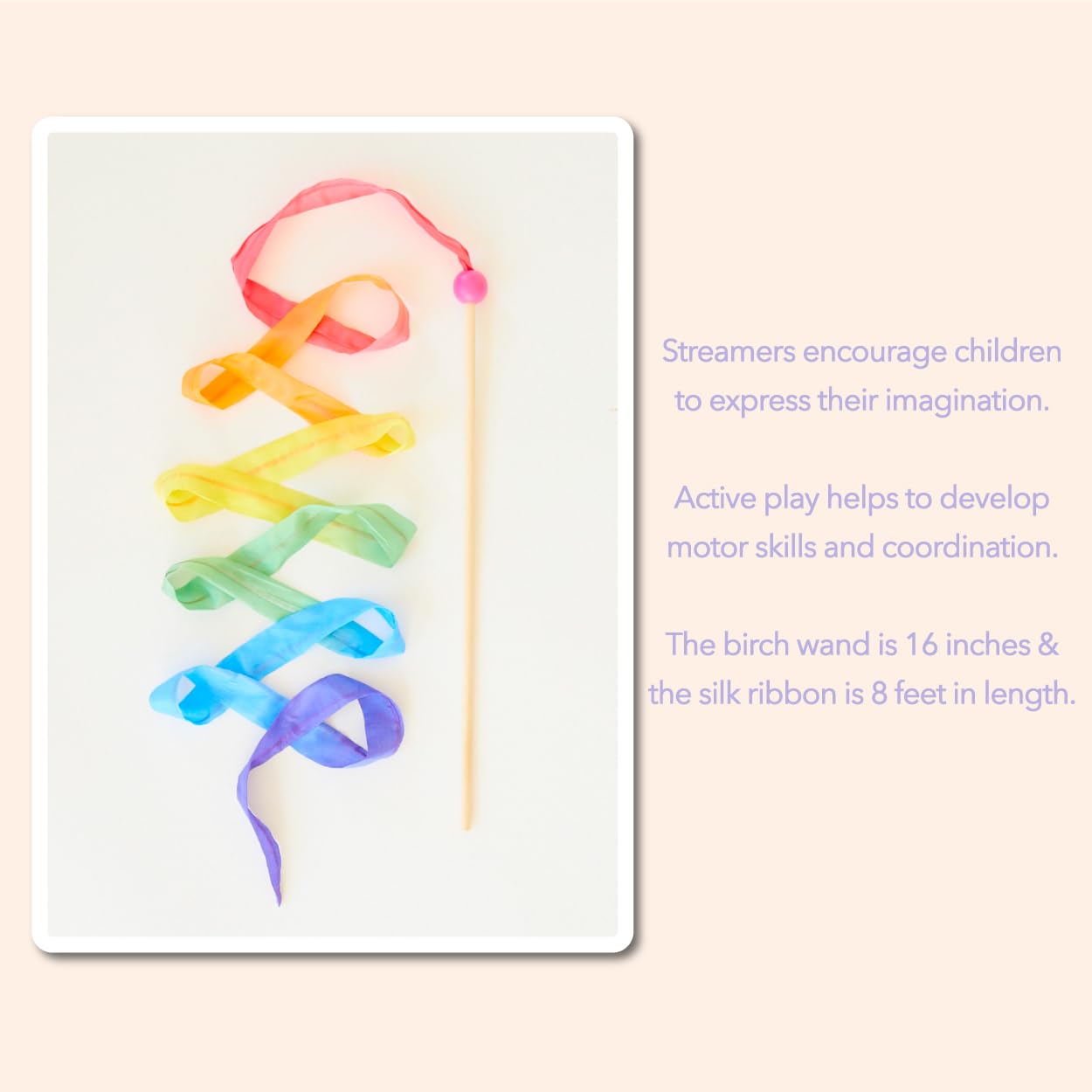 Sarah's Silks Pink Rainbow Streamer - Ribbon Dancer Toy for Kids | Imaginative Play, Dance Performance & Movement Activity | Perfect for Preschool, Birthday Parties & Outdoor Play