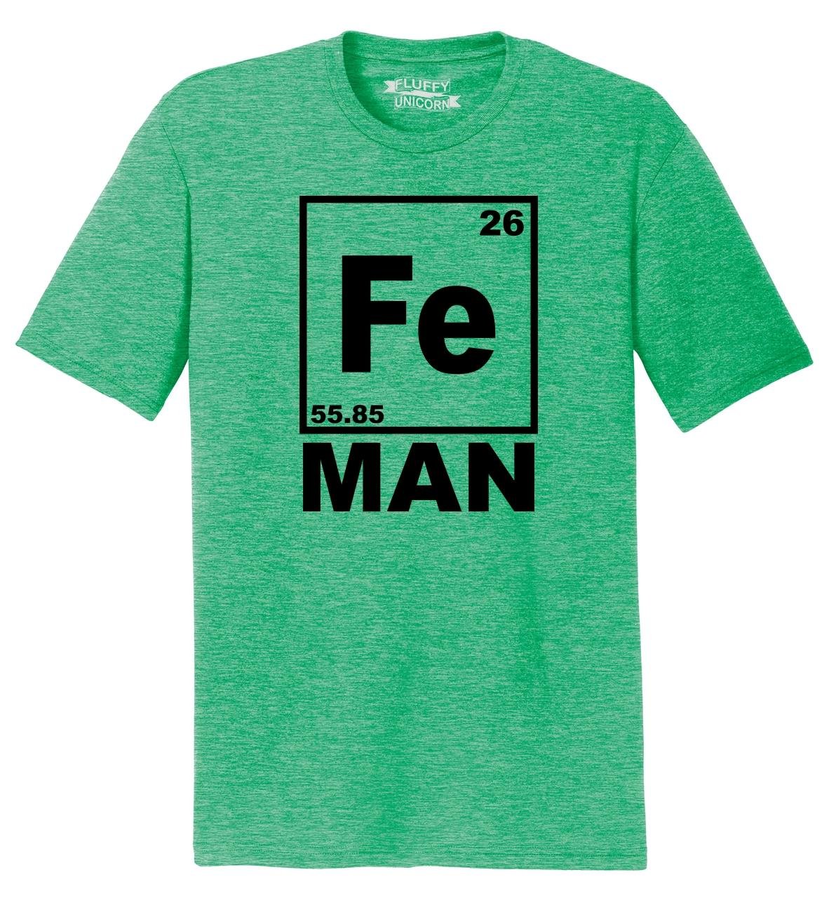 Funny Iron Man Chemistry Periodic Table T-Shirt for Men - Comical Science Geek Tee - Perfect for Cosplay, Gifts & Marvel Fans