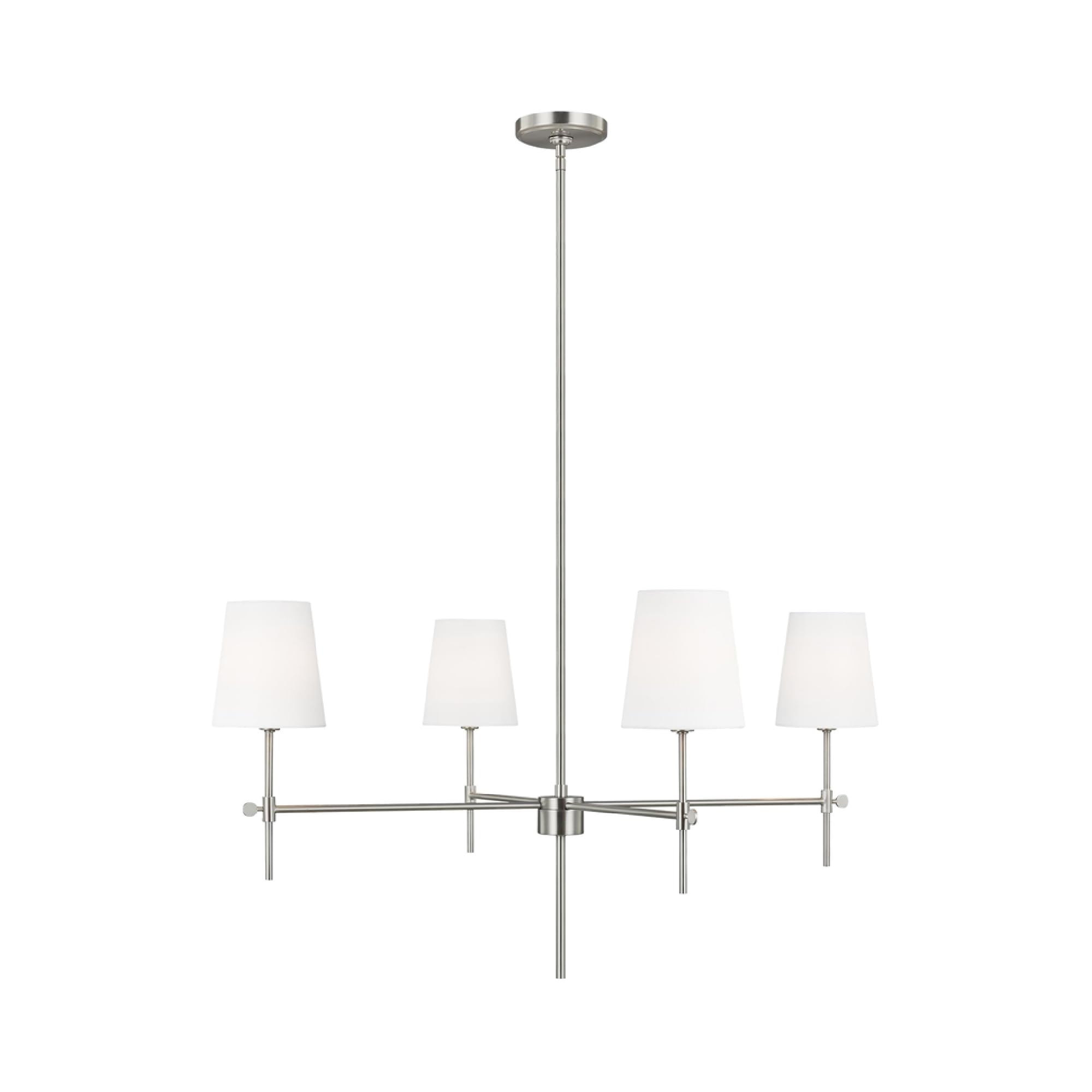 Modern 4-Light Baker Chandelier in Brushed Nickel - Generation Lighting 3287204-962 | Elegant Ceiling Light Fixture for Dining Room, Living Room & Bedroom Decor | Compatible with LED & Standard Bulbs | Perfect for Home, Office & Restaurant Lighting