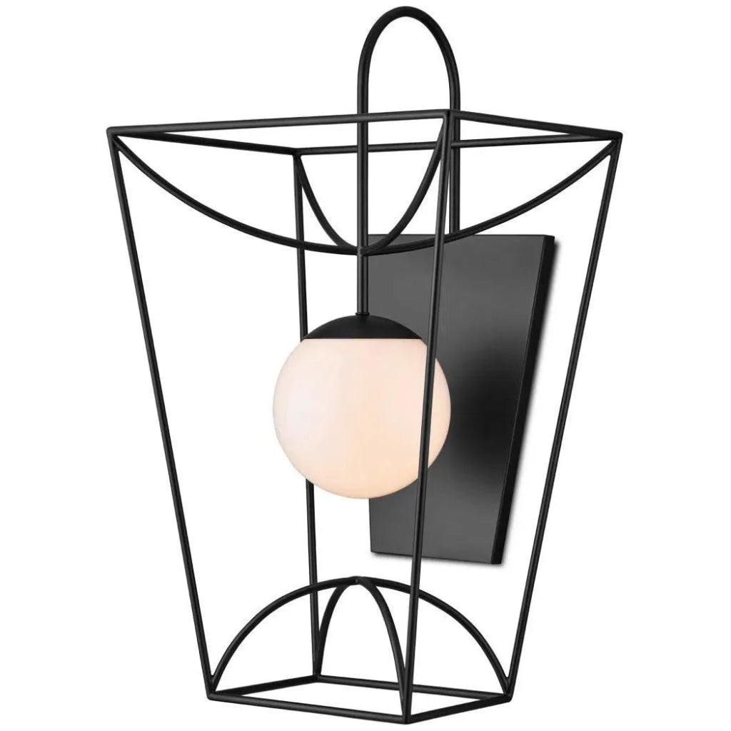 Rochefort 31-Inch Black Metal and Glass Wall Sconce - Modern Lighting Fixture for Living Room, Bedroom, or Hallway Decor