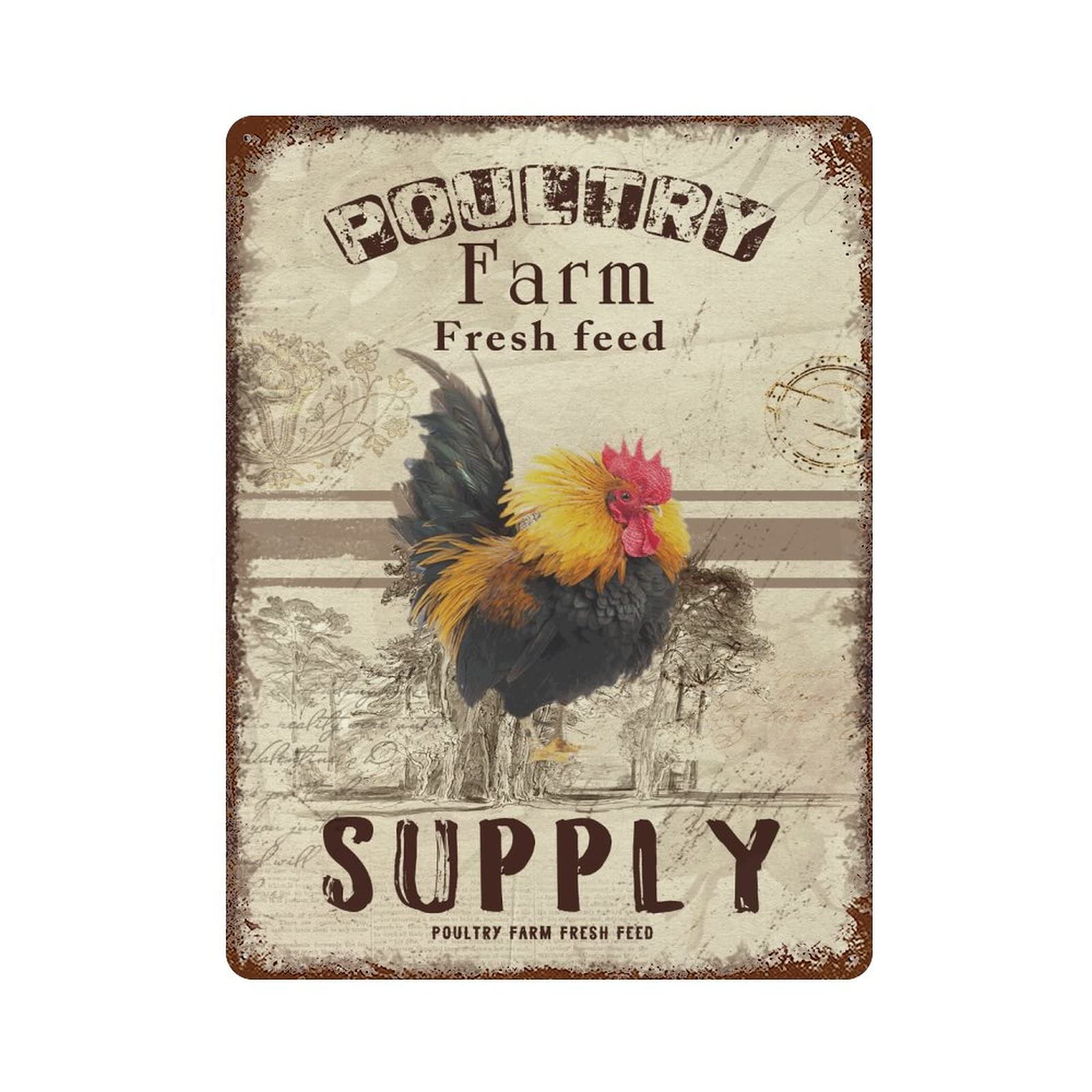 Vintage Chicken Feed Metal Sign - 12x16 Inch Rustic Poultry Farm Decor for Outdoor, Cafe, Bar & Pub - Durable Aluminum Wall Art for Home, Kitchen & Beer Garden