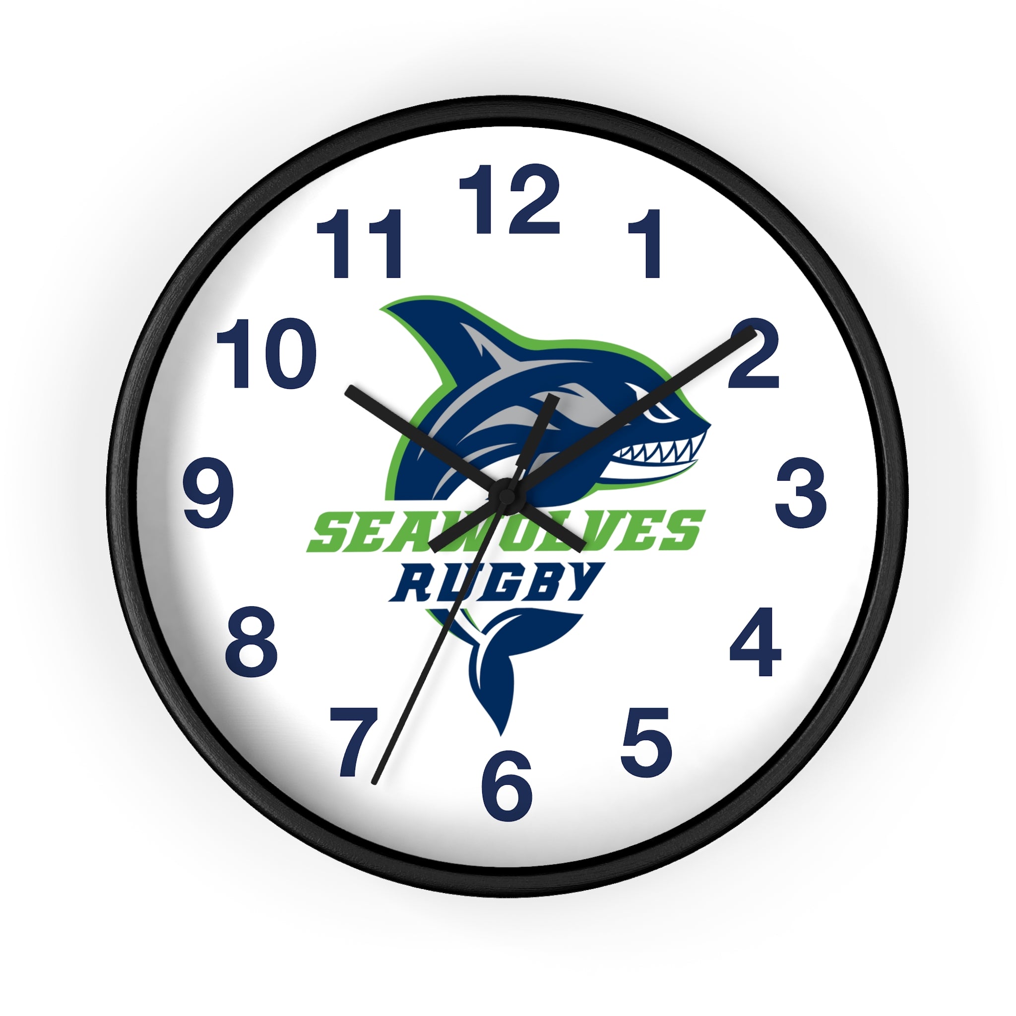 Seawolves Wall Clock - Silent Non-Ticking Battery Operated Round Clock for Home, Office, or Dorm Decor - Perfect for Sports Fans and Coastal Theme Rooms