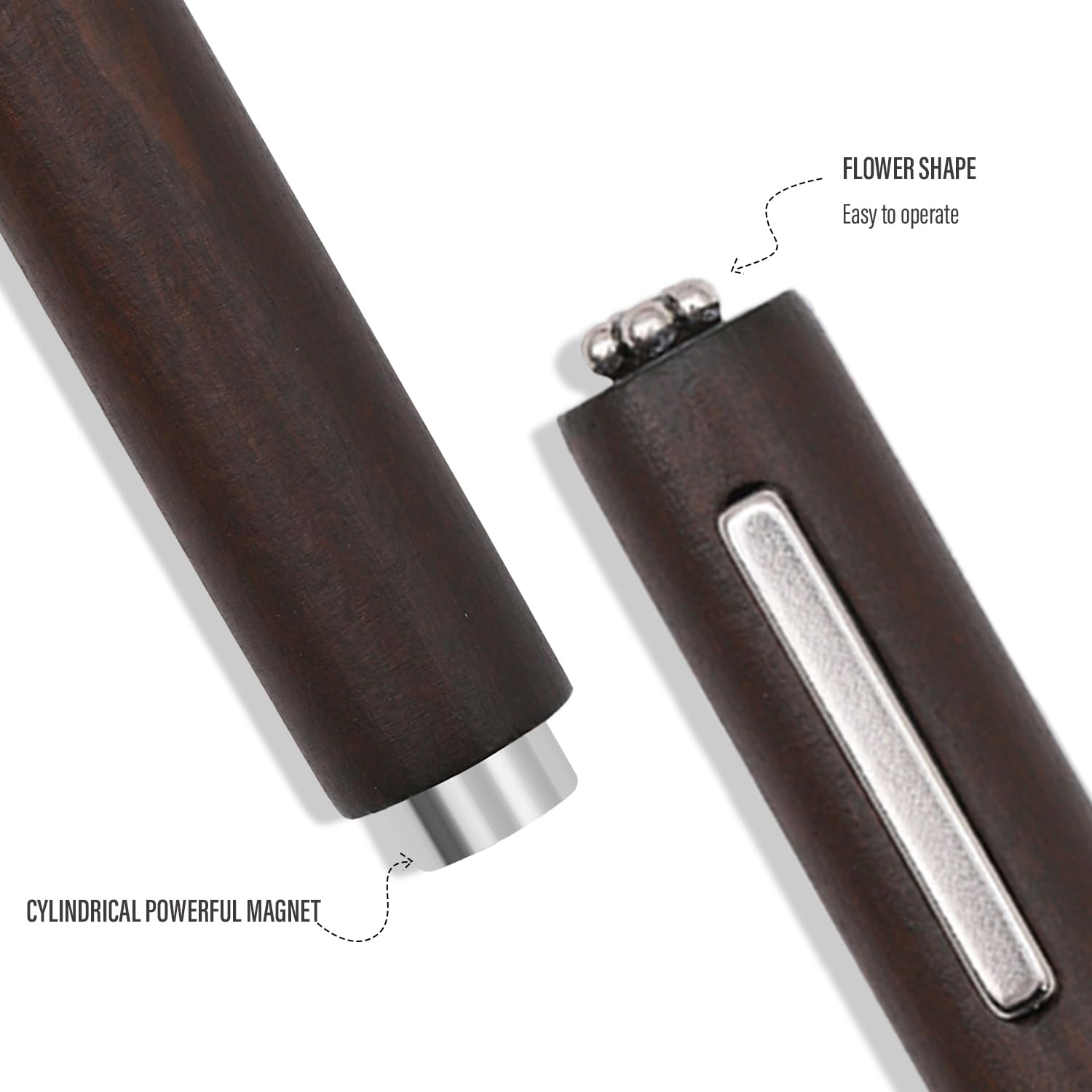 2-Piece Double-Ended Cat Eye Nail Magnet - Iridescent Cylindrical Strong Magnetic Tool for Cat Eye Gel Polish (Brown, 3-in-1 Design) | Perfect for Salon & DIY Nail Art at Home