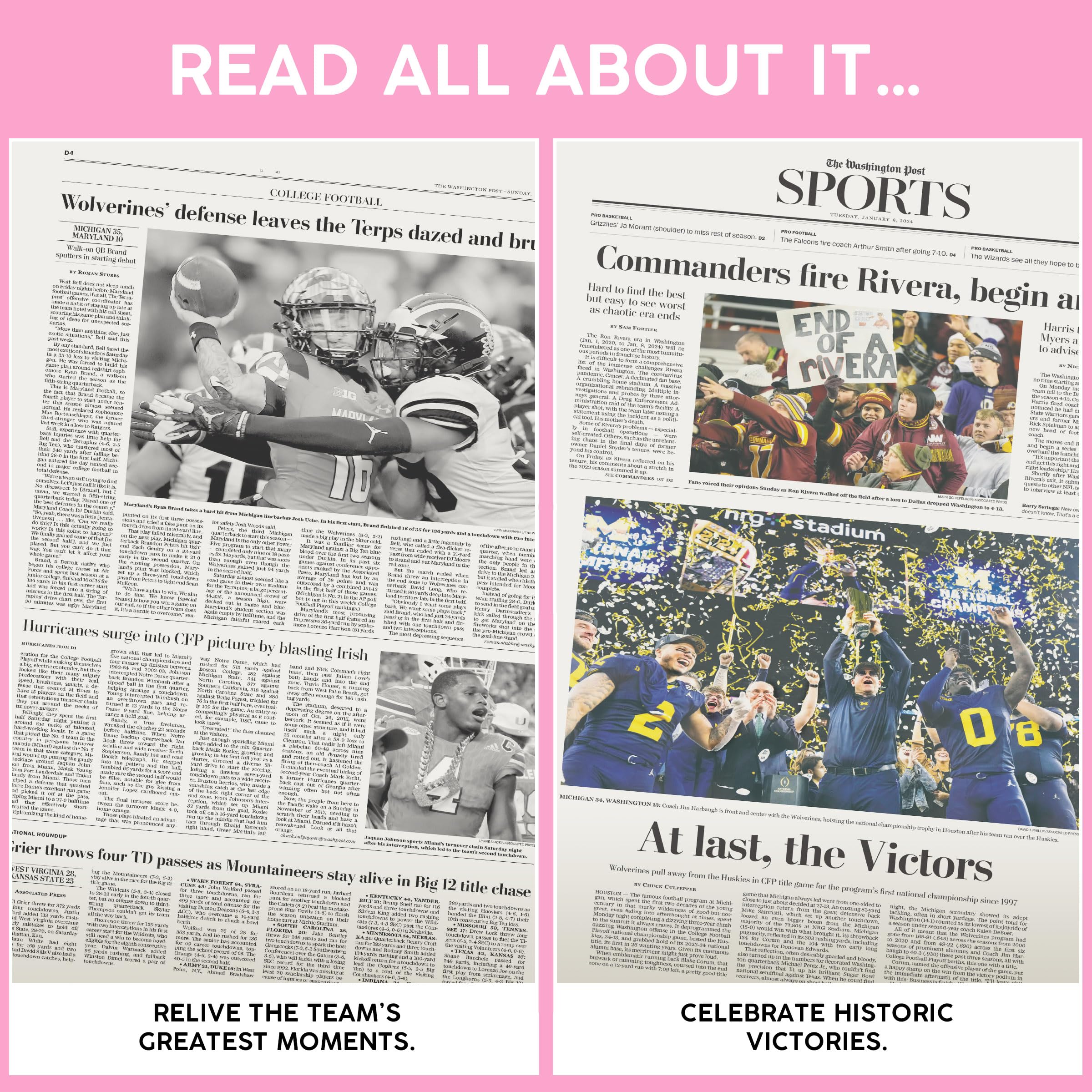 Personalized College Football Newspaper History Book - A3 Large Deluxe Hardcover Gift for Football Fans, Alumni & Students | Perfect for Graduation, Birthday & Game Day Memorabilia