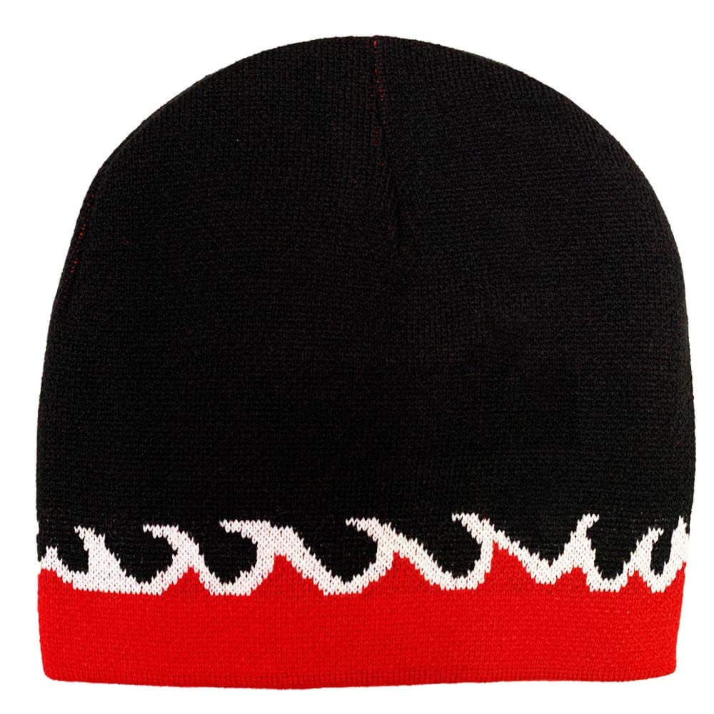 Men's Flame Fire Design Cuffless Beanie Skull Cap - Winter Warm Hat for Outdoor Activities, Running, Hiking & Cold Weather Protection