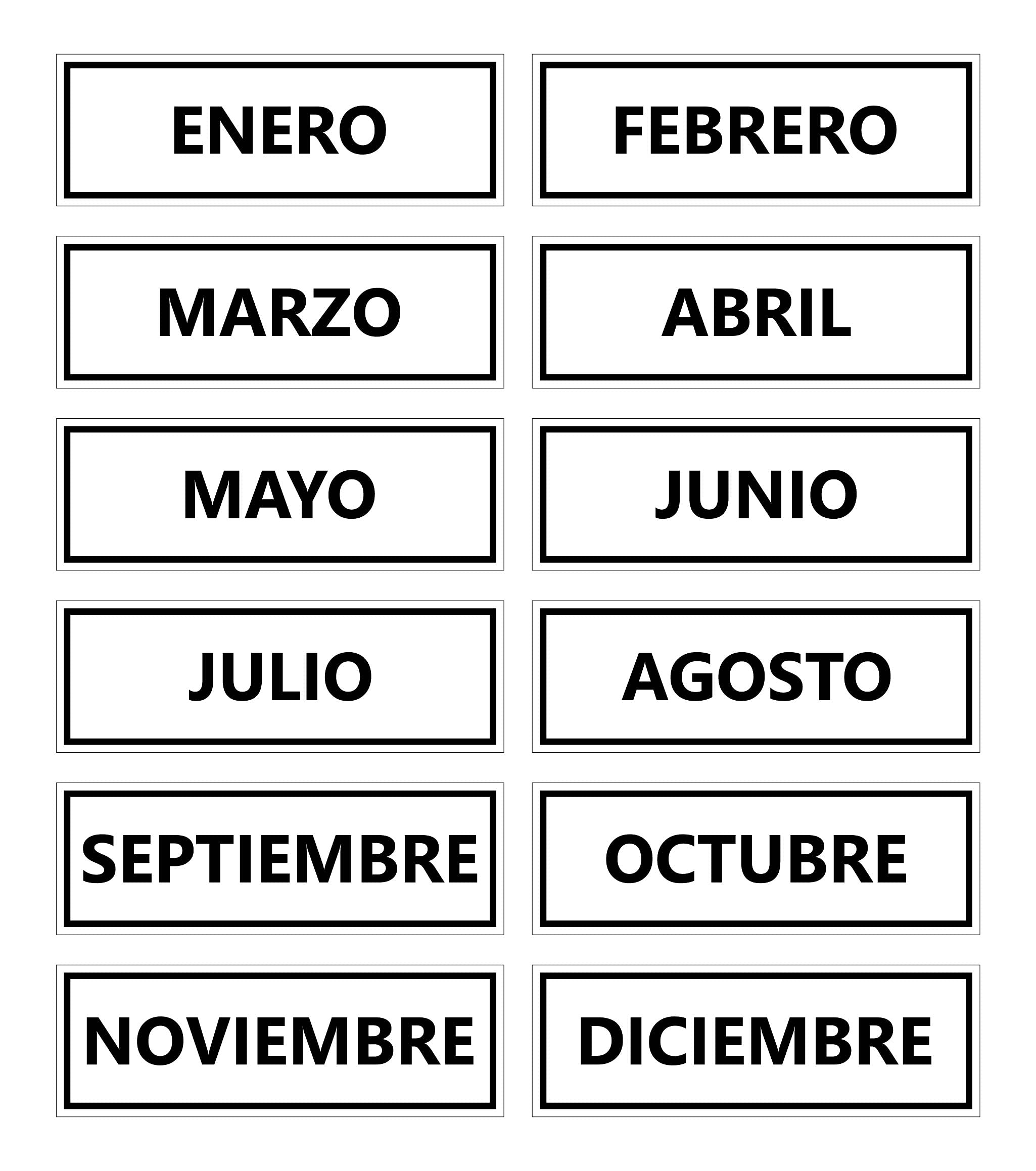 Spanish Calendar Month Magnets - Full Month Names - Black Inverted Design by DCM Solutions - Perfect for Fridge Organization, Classroom Teaching & Bilingual Home Decor