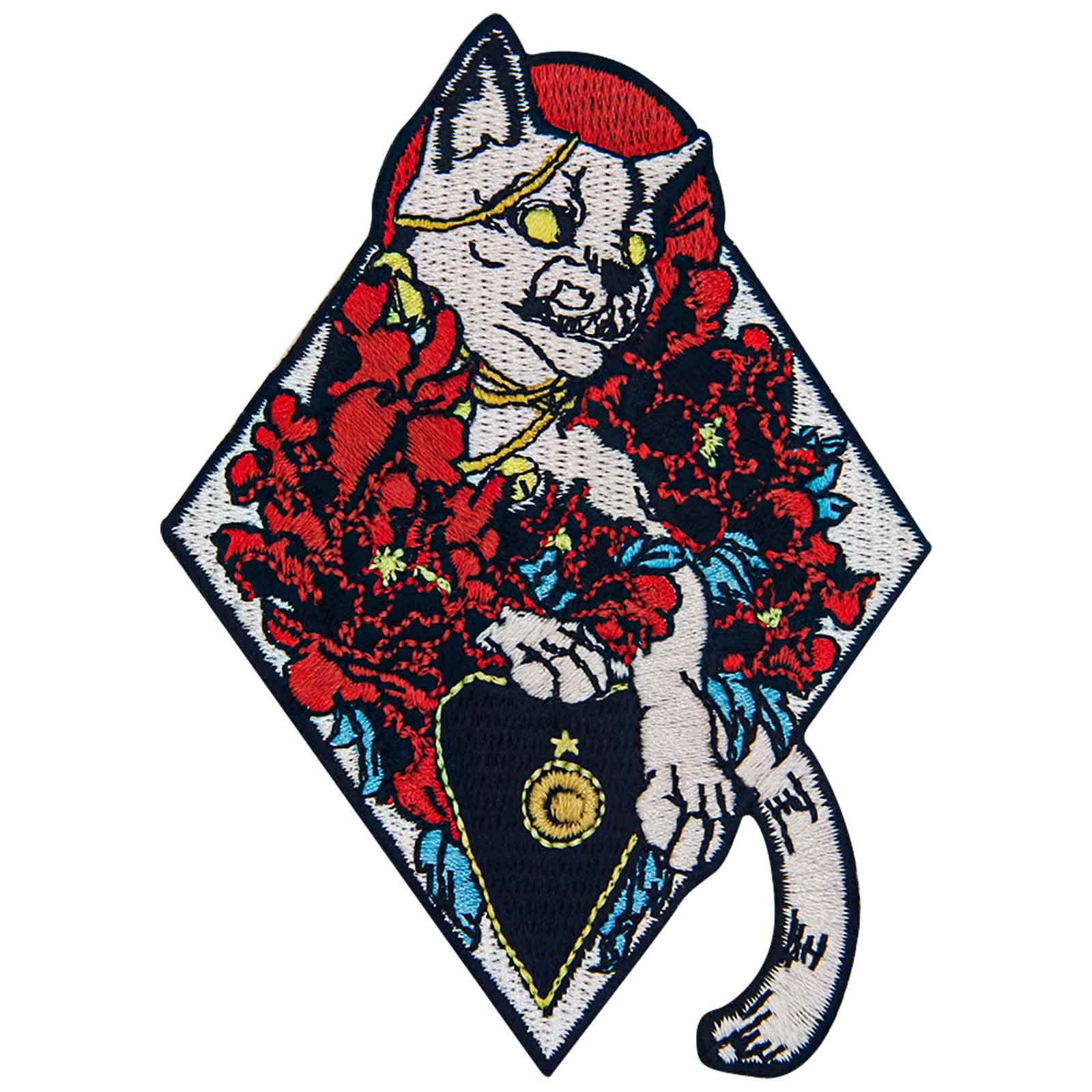 Cat in The Flowers Embroidered Iron On Patch - Sew On Applique Badge for Jackets, Hats & DIY Crafts - Perfect for Denim, Backpacks & Custom Clothing