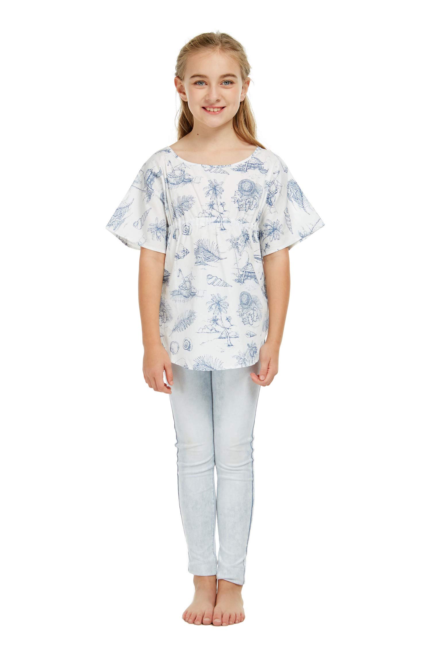 Vintage Tropical Toile Hawaiian Luau Matching Mother Daughter Dress & Poncho Tops - Perfect for Family Beach Vacations, Summer Parties, and Tropical Themed Events