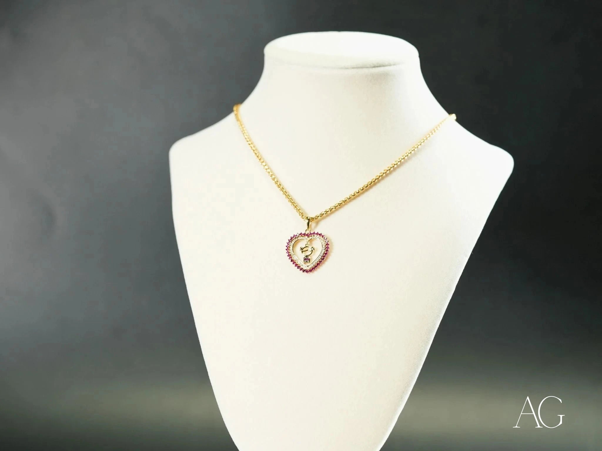 18K Gold Red CZ Heart Pendant Necklace - Elegant Valentine's Gift for Her, Anniversary Jewelry, Romantic Birthday Present for Girlfriend, Wife, or Loved One - Perfect for Date Nights, Weddings, and Special Occasions