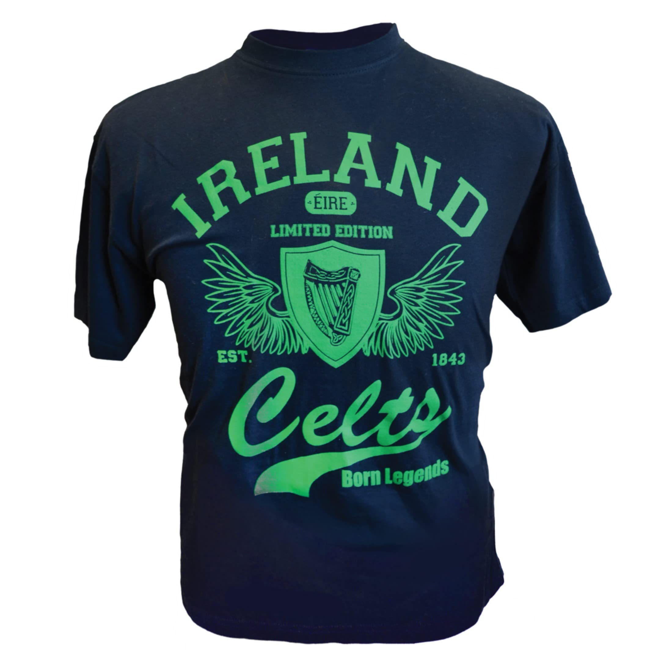 Premium Navy Ireland Harp Crest Celts T-Shirt - Vintage Irish Heritage Design - Perfect for St. Patrick's Day & Celtic Pride Events