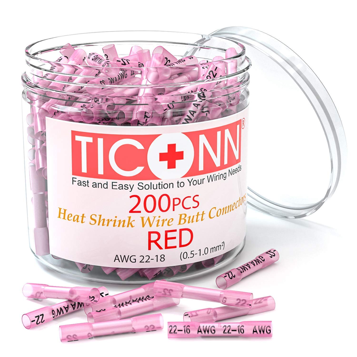 TICONN Ratcheting Crimping Tool Kit with 200PCS 22-18 AWG Heat Shrink Butt Connectors - Professional Electrical Wire Terminals for Automotive, Marine & Home Wiring Projects