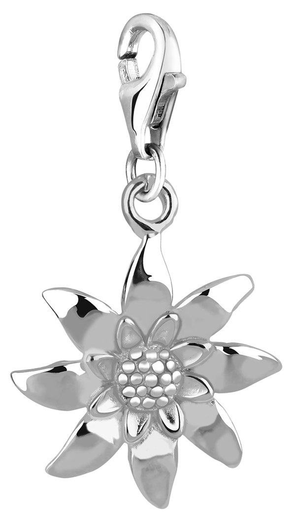 Nenalina Edelweiss Flower Charm Pendant - 925 Sterling Silver Jewelry for Bracelets & Necklaces | Perfect for Pandora, Trollbeads & Other Charm Brands | Gift Idea for Birthdays, Anniversaries & Special Occasions