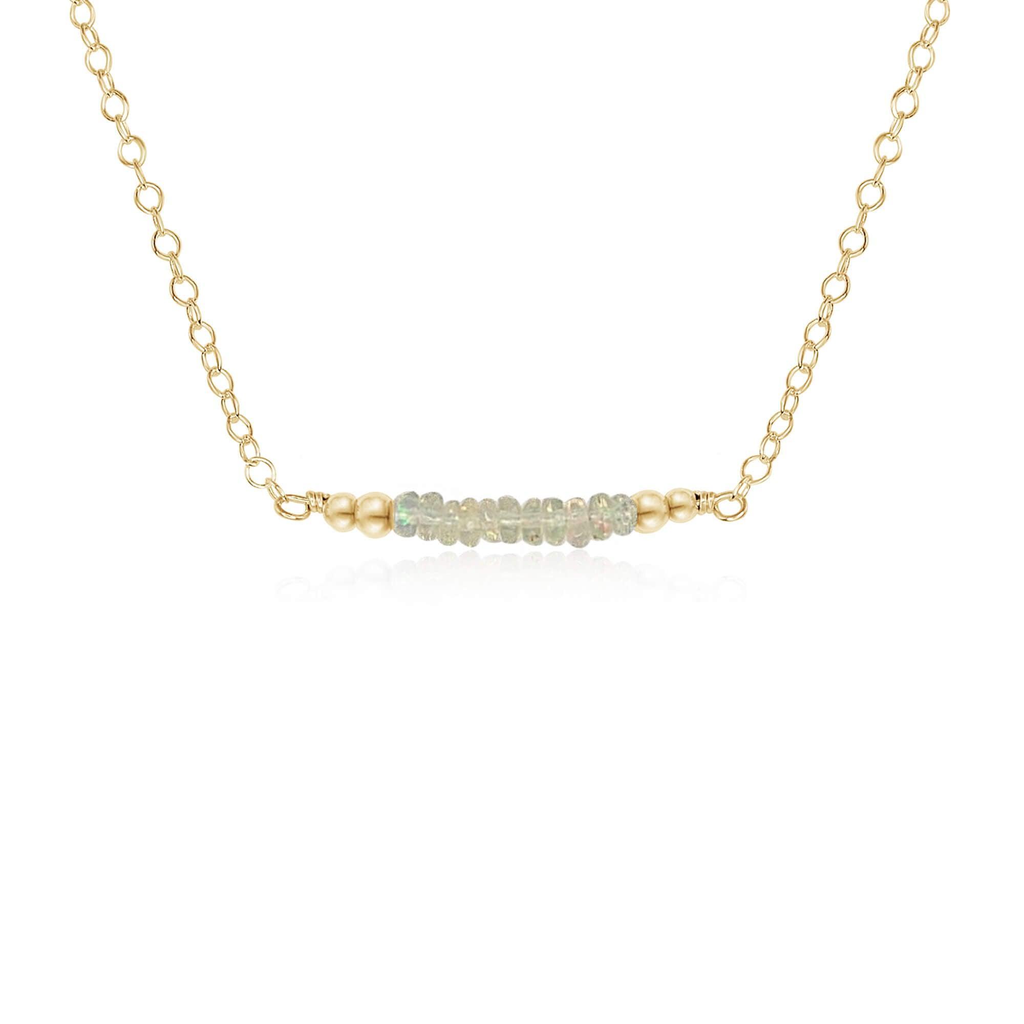 Sparkling Ethiopian Opal Faceted Bead Bar Necklace - Elegant Handmade Jewelry for Women, Perfect for Weddings, Parties & Special Occasions
