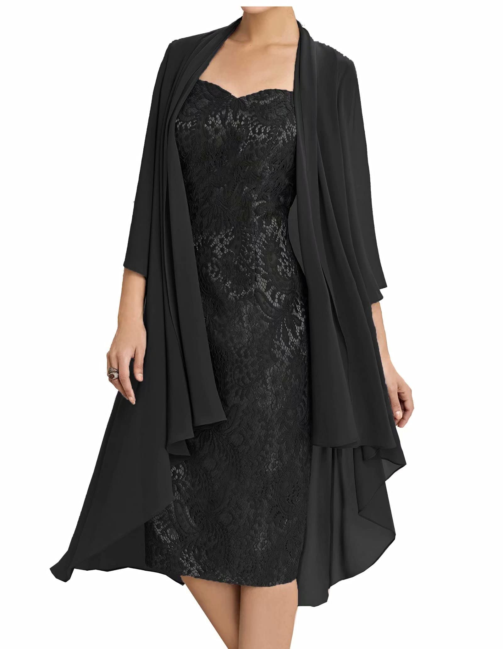 Elegant Women's Mother of The Bride Dress - Tea Length Formal Evening Gown with Jacket for Wedding, Party & Special Occasions