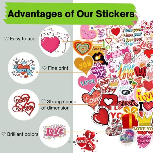 100PCS Valentine's Day Stickers - Waterproof Vinyl Decals for Laptops, Water Bottles, Scooters | Romantic Love Stickers for Couples, Gifts, Wall & Window Decor | Perfect for Valentine's Day, Anniversaries & DIY Crafts