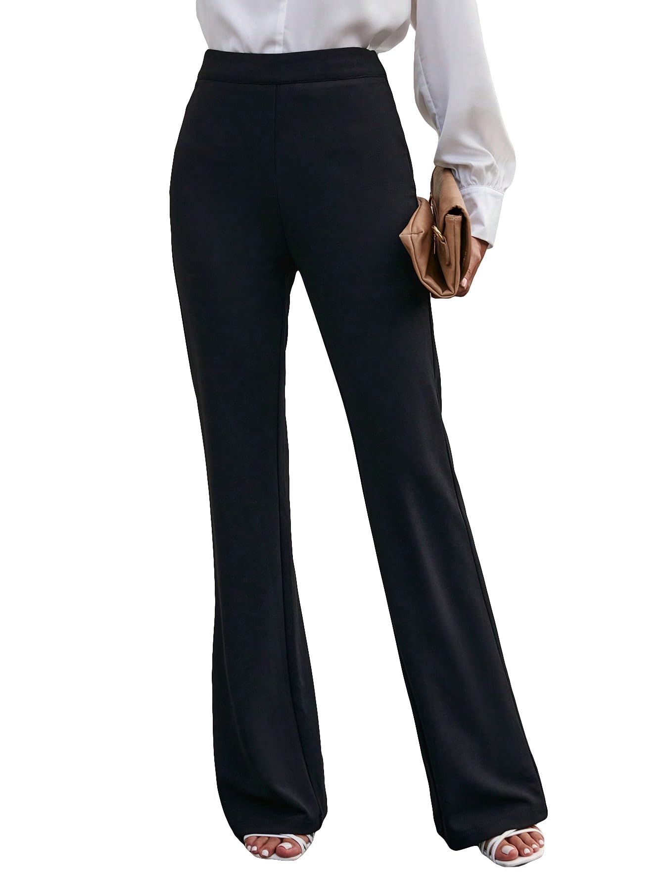 SweatyRocks Women's High Waisted Flare Pants - Elegant Bell Bottom Office Trousers for Work & Business Casual (Black, Plus Size) | Perfect for Professional Workplace, Business Meetings & Smart Casual Outfits