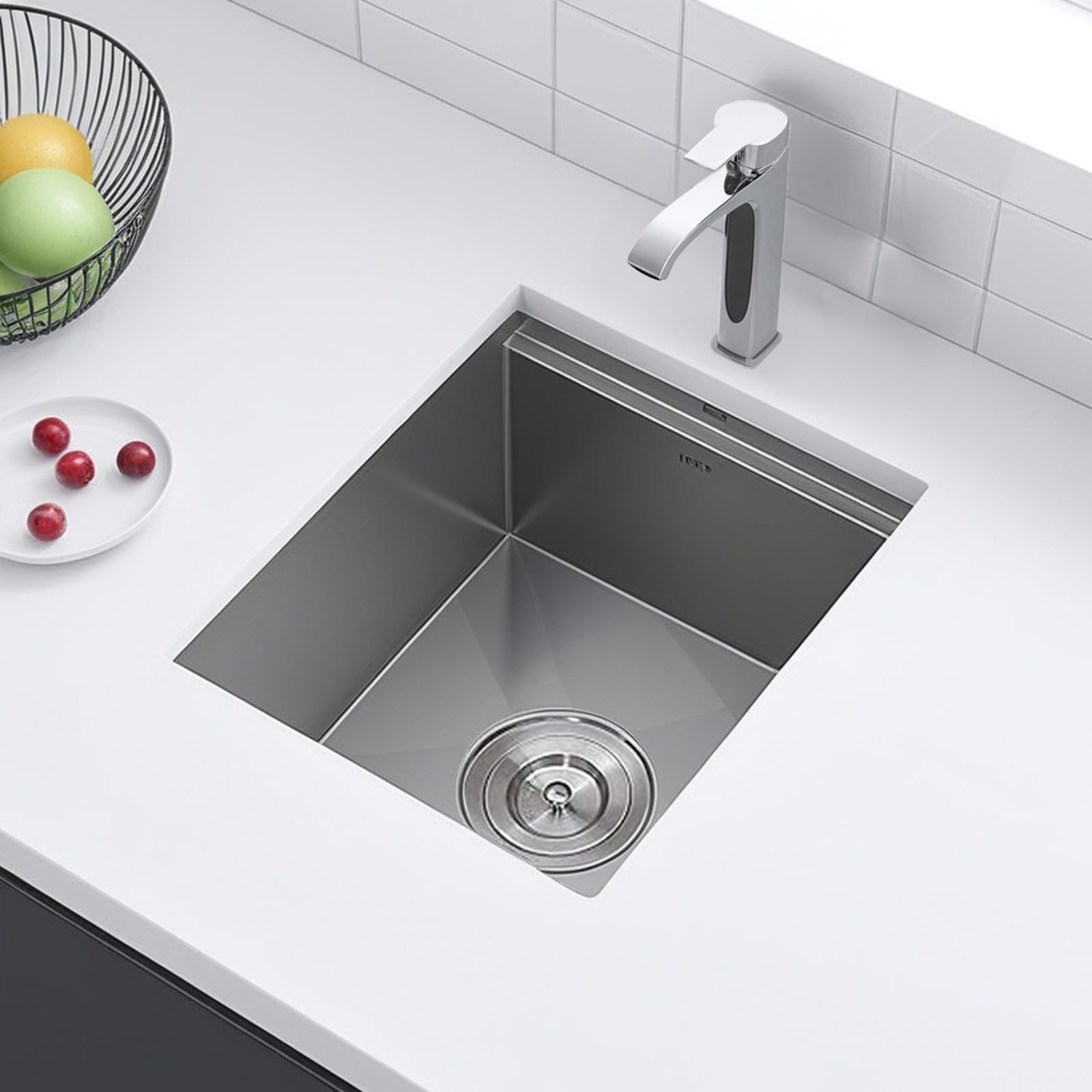 13x15 Inch Stainless Steel Undermount Bar Sink - 16 Gauge RV Kitchen Single Bowl Prep Sink with Accessories for Wet Bar, Workstation & Small Space Kitchen Use