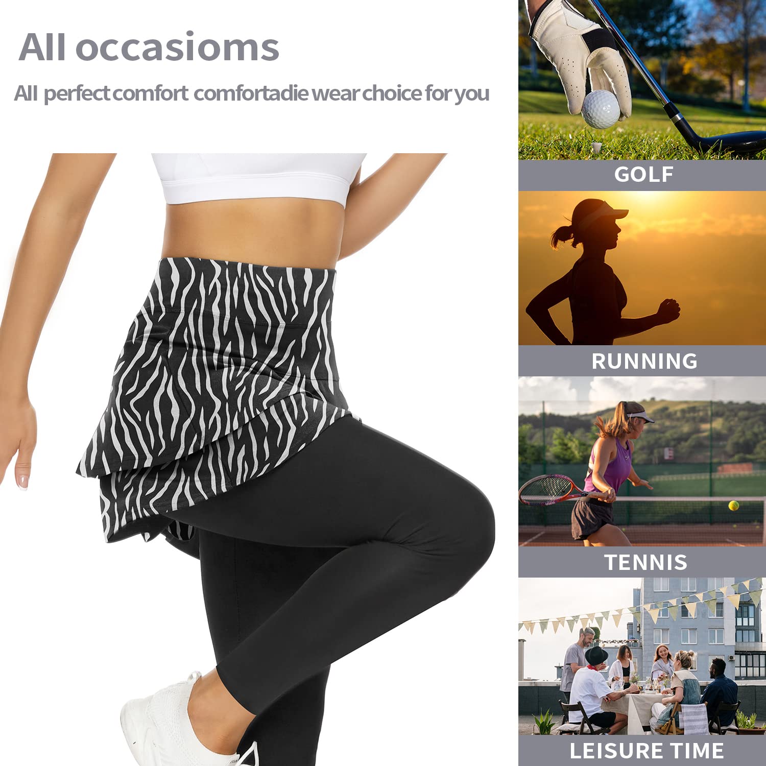 WOWENY Women's Fleece Lined Tennis Skirted Leggings - High Waist Winter Yoga Pants with Attached Skirt & Inner Pocket for Workout, Running, and Cold Weather Activities