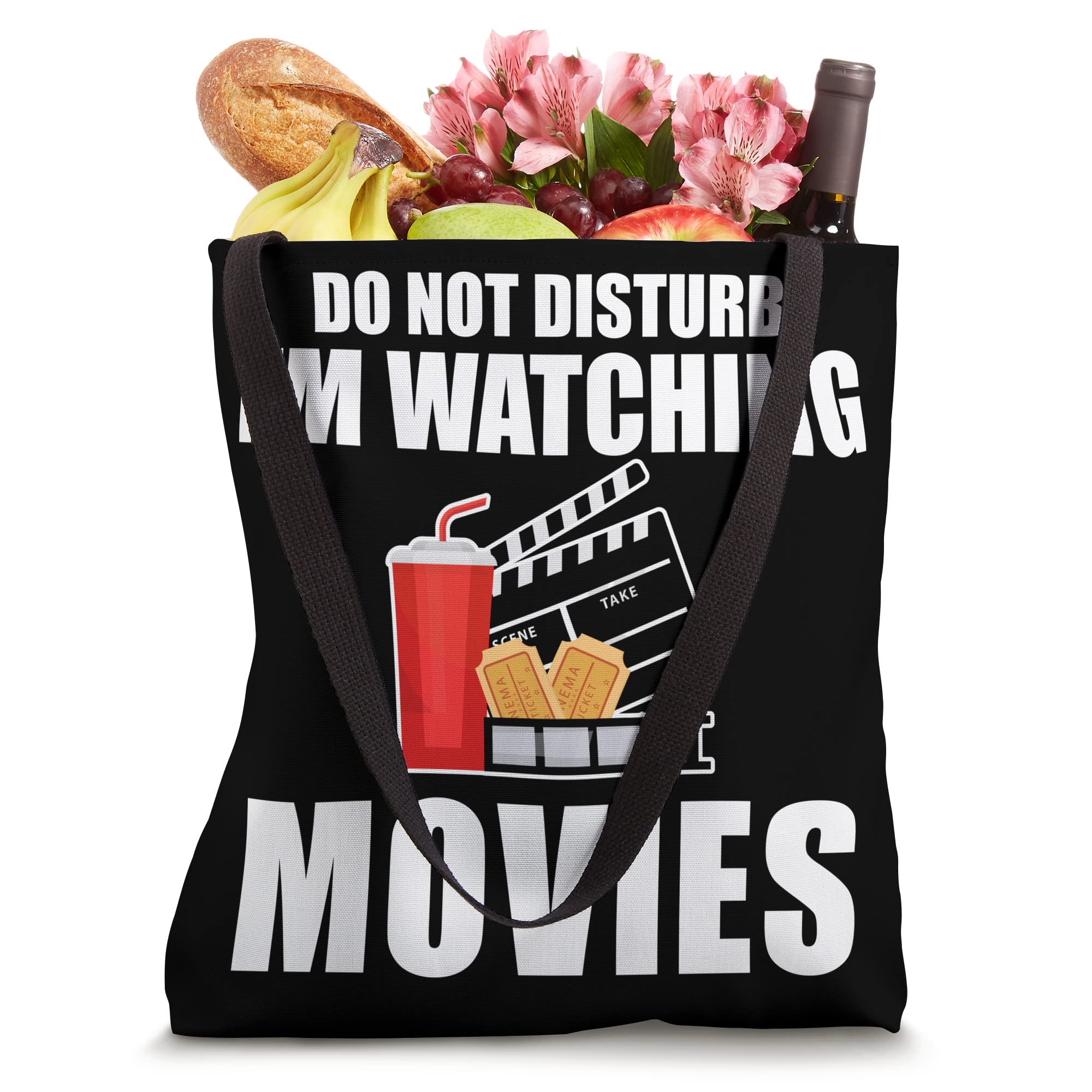 Funny 'Do Not Disturb I'm Watching Movies' Tote Bag - Perfect for Cinema Lovers & Movie Nights at Home