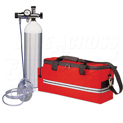 Oxygen Kit with Regulator & Jumbo D (640L) Empty Cylinder - Durable Cordura Case for Home Medical Use & Emergency Preparedness
